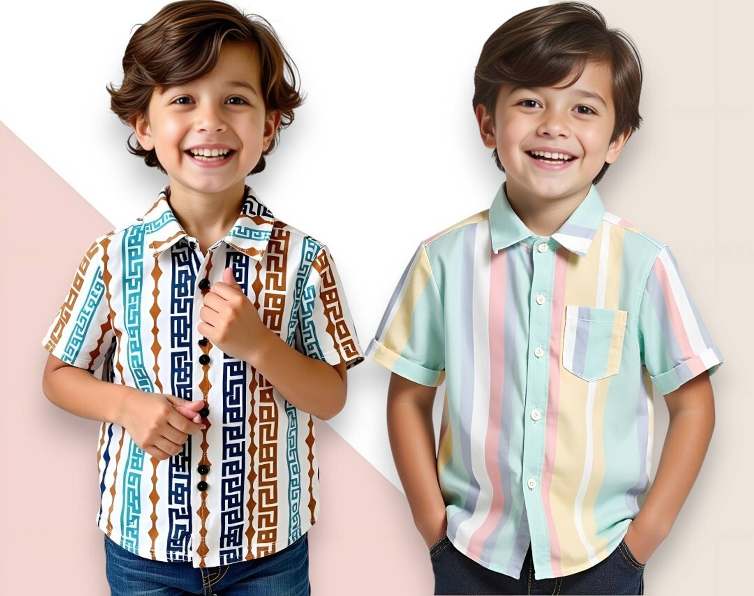 ANVARI Boys Printed, Checkered Party Multicolor Shirt