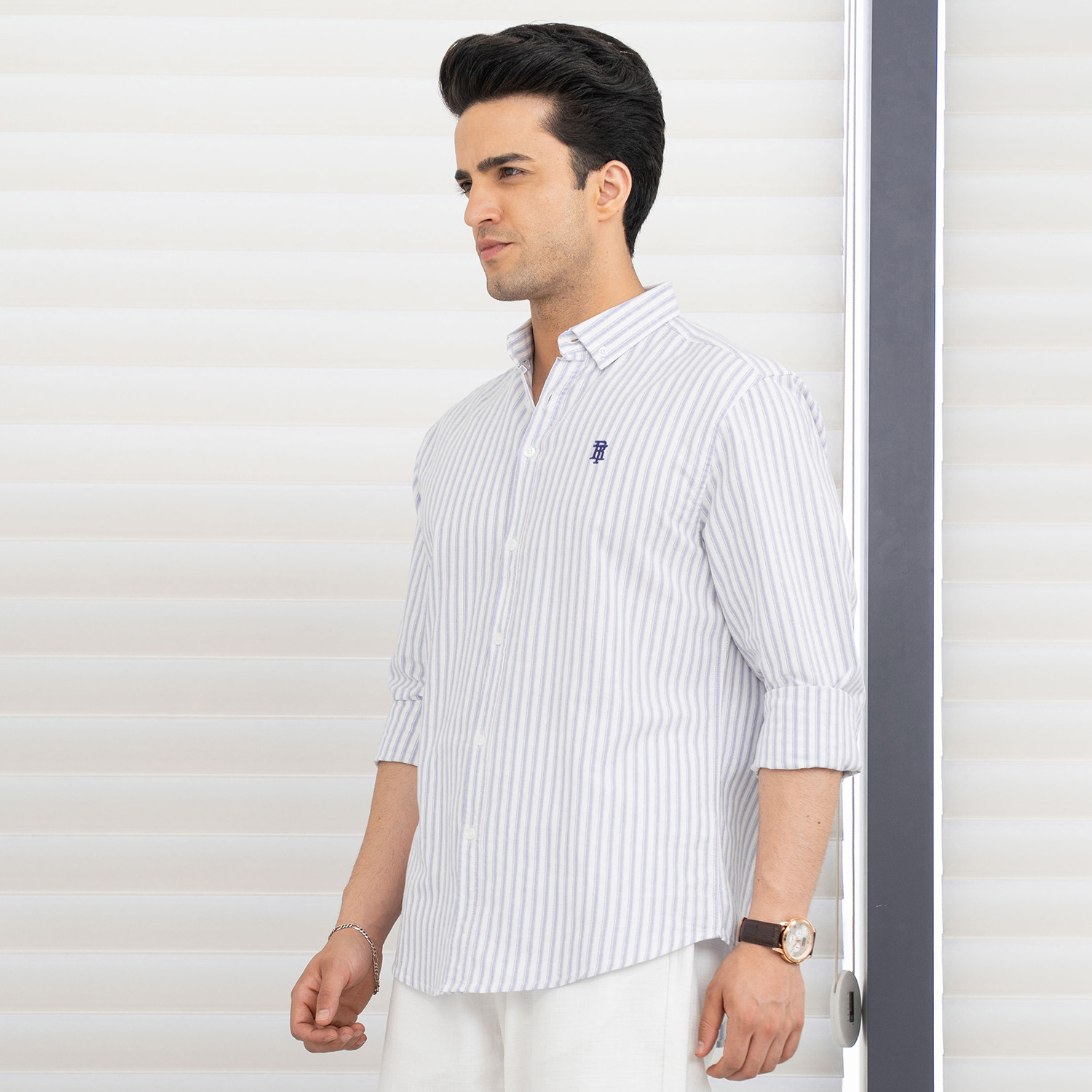 Image of RED TAPE Men Striped Casual Blue Shirt