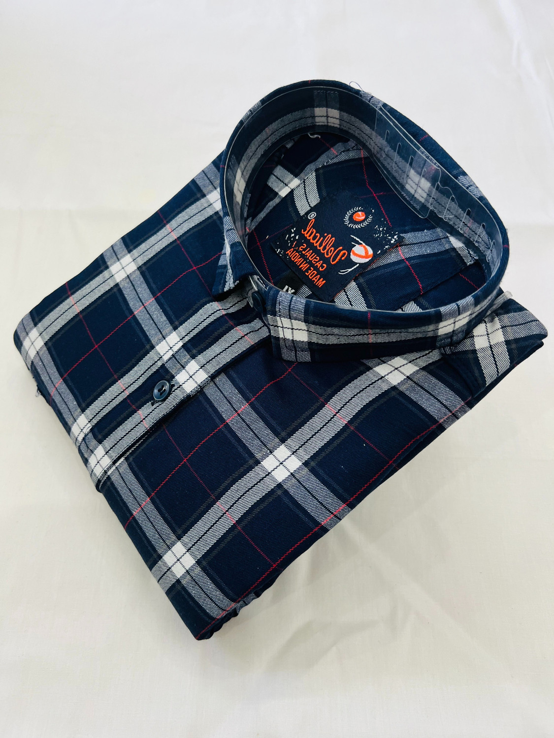 Image of VELLICAL Men Checkered Casual Blue Shirt