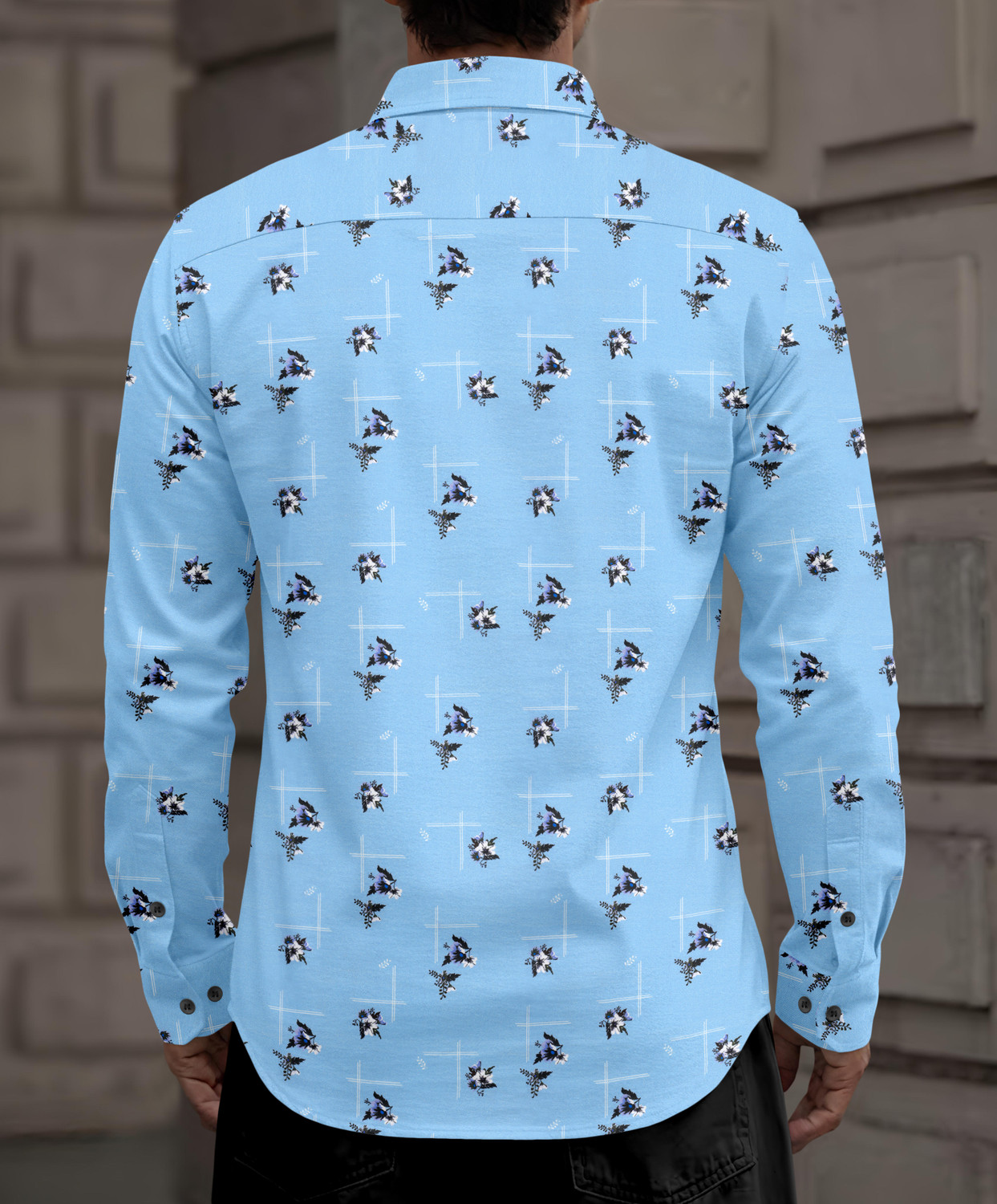 Image of SANBROS Men Printed Casual Blue Shirt