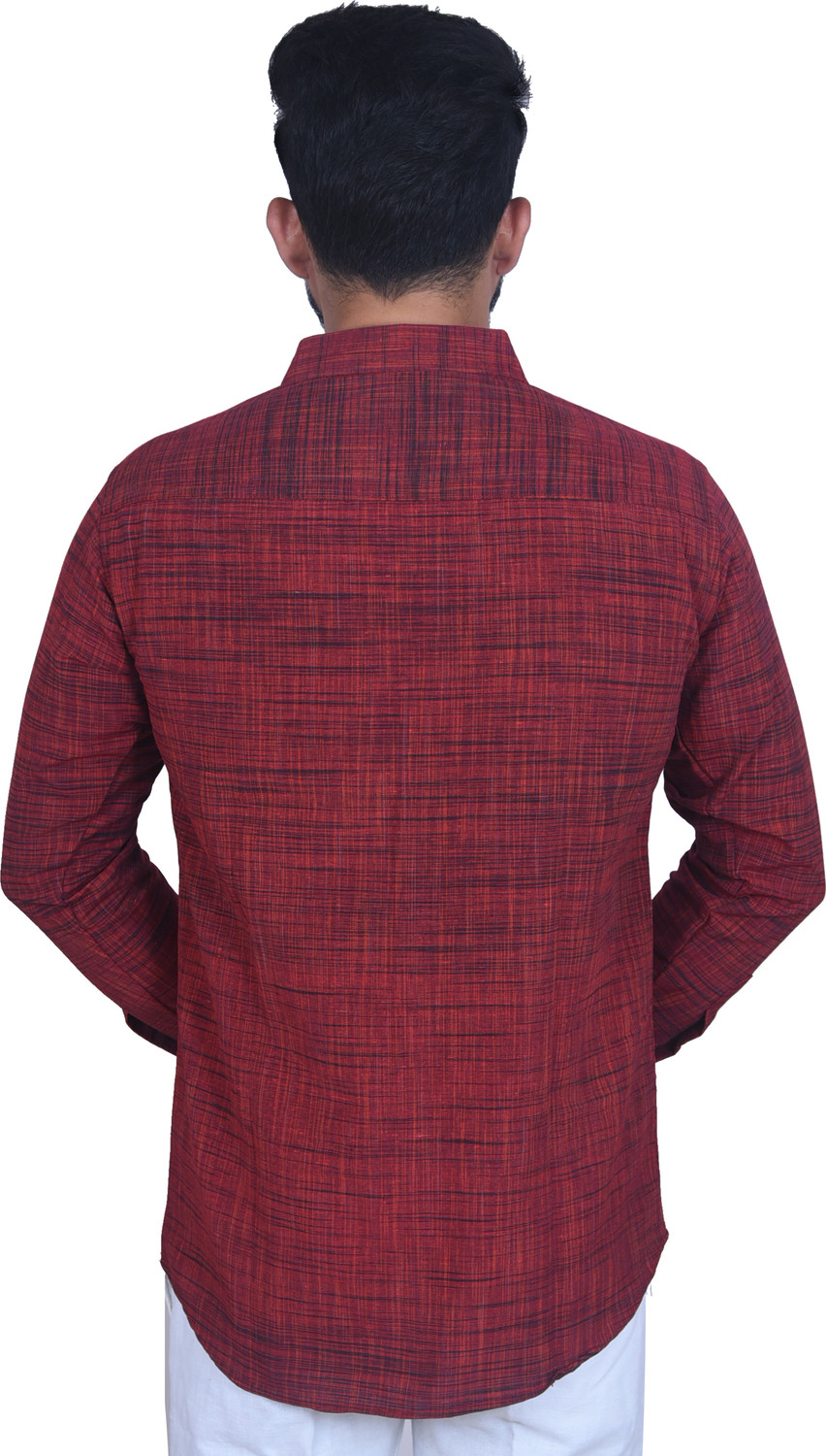 Image of W S TEXTILE Men Self Design Casual Blue, Red Shirt