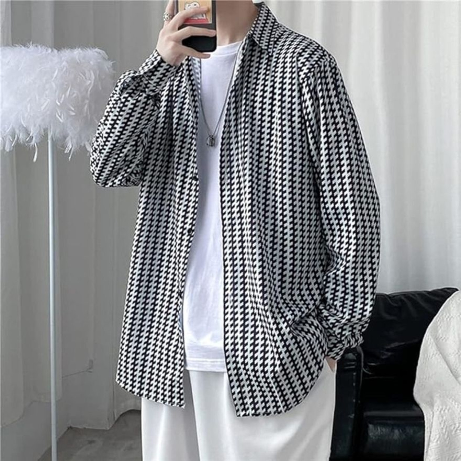 Image of Try This Men Color Block Casual Black Shirt