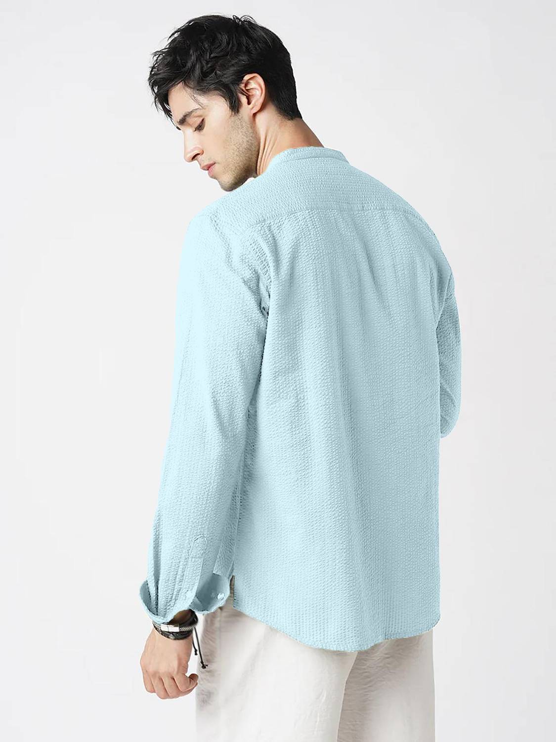 COMBRAIDED Men Light Blue Casual Shirt - Image 5
