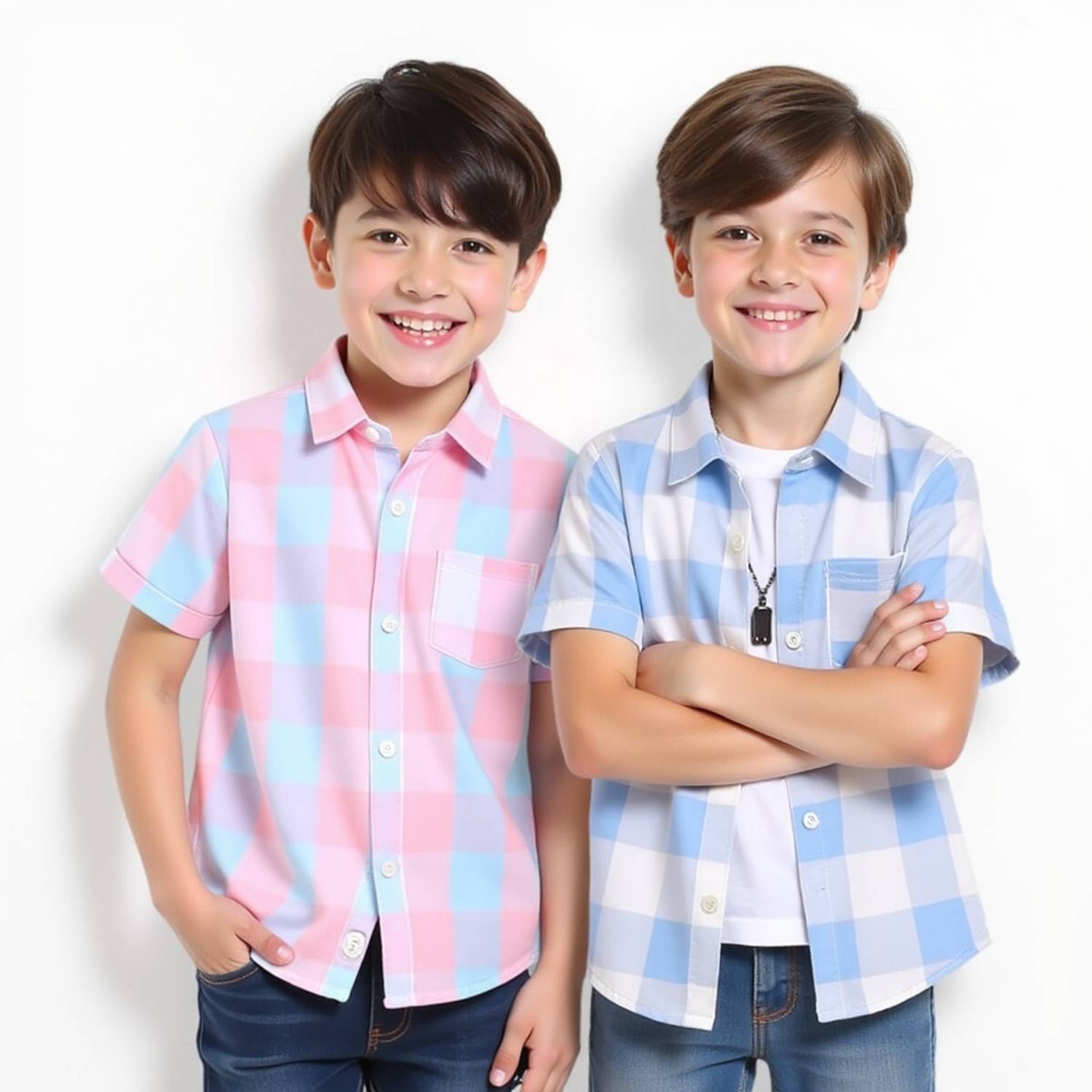 ANVARI Boys Printed, Checkered Party Multicolor Shirt