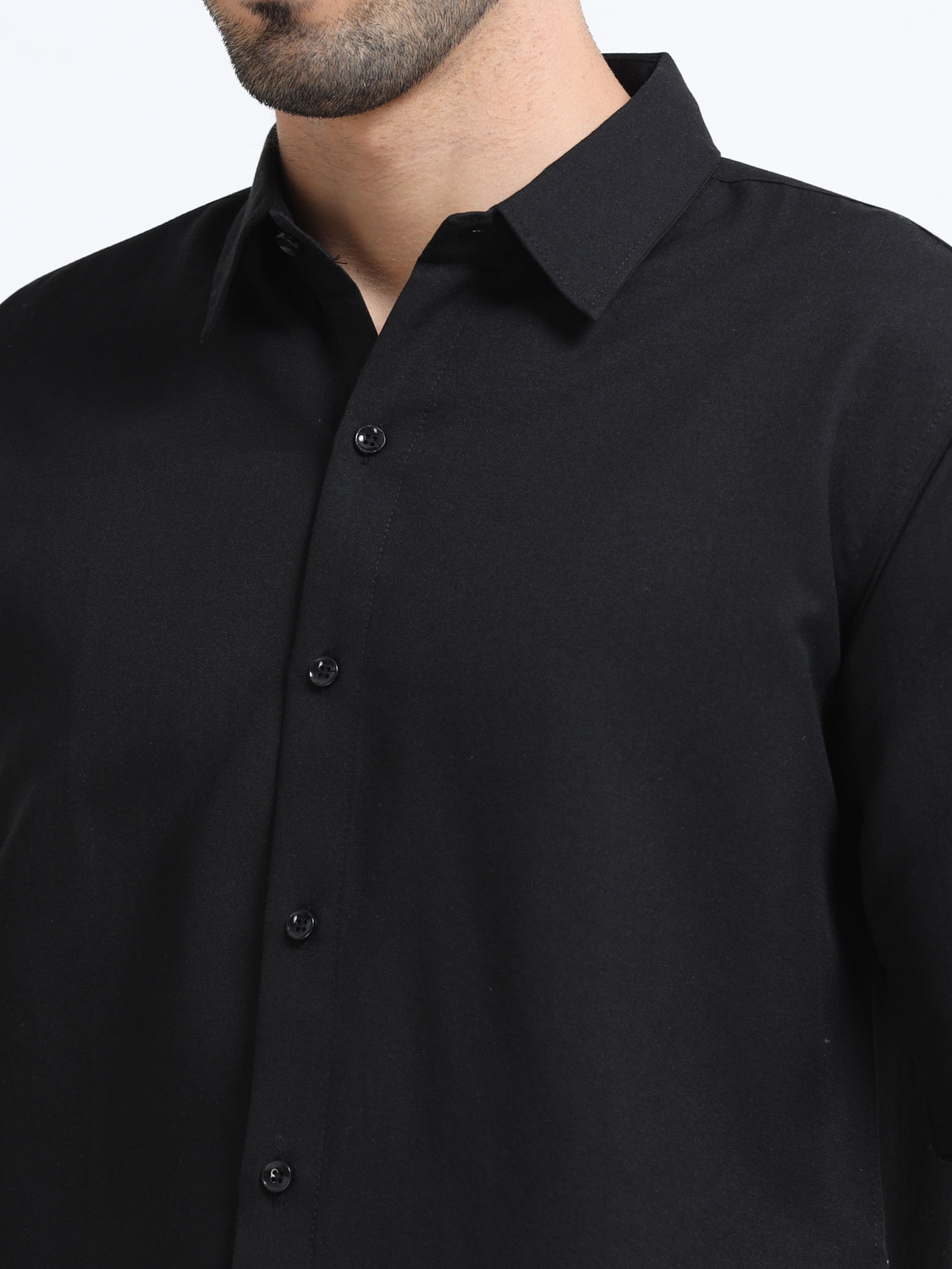 Image of METRONAUT Men Solid Casual Black Shirt