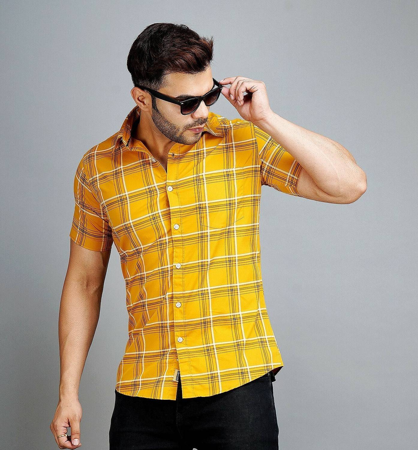 Apuesto Men Slim Fit Checkered Spread Collar Casual Shirt