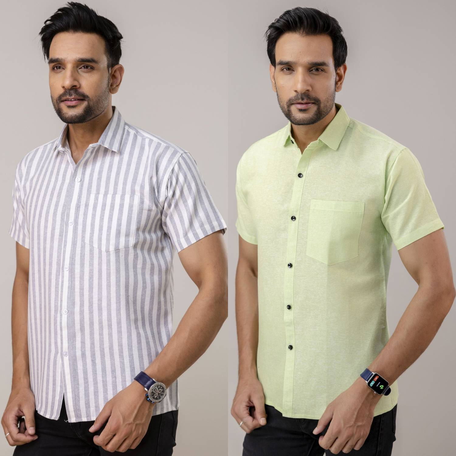 Auzanoor Collection Men Solid, Striped Casual Multicolor Shirt
