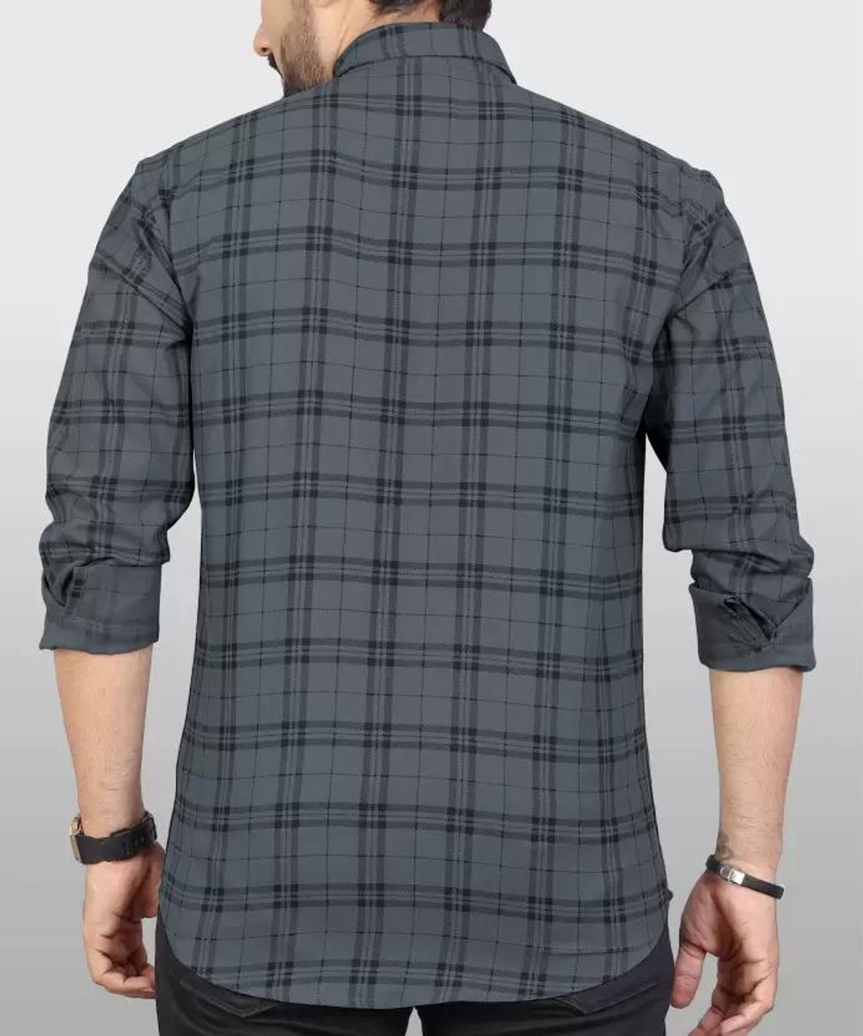 Image of SEEWAYS Men Striped Casual Grey Shirt