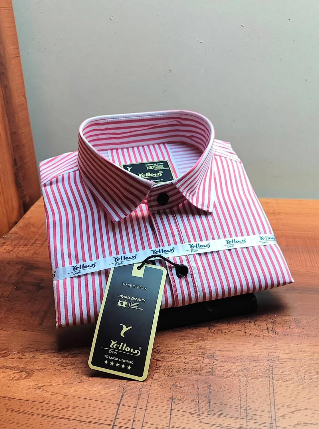 YELLOW DASH Men Striped Casual Pink Shirt - Image 1