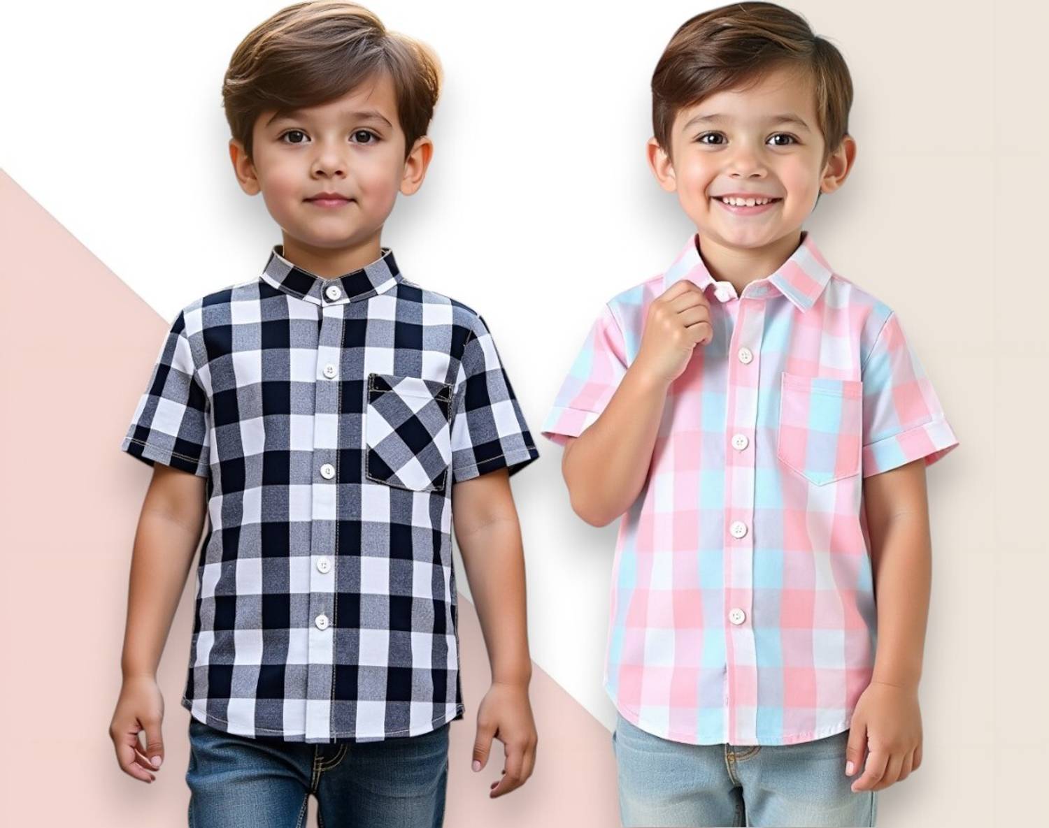 ANVARI Boys Printed, Checkered Party Multicolor Shirt