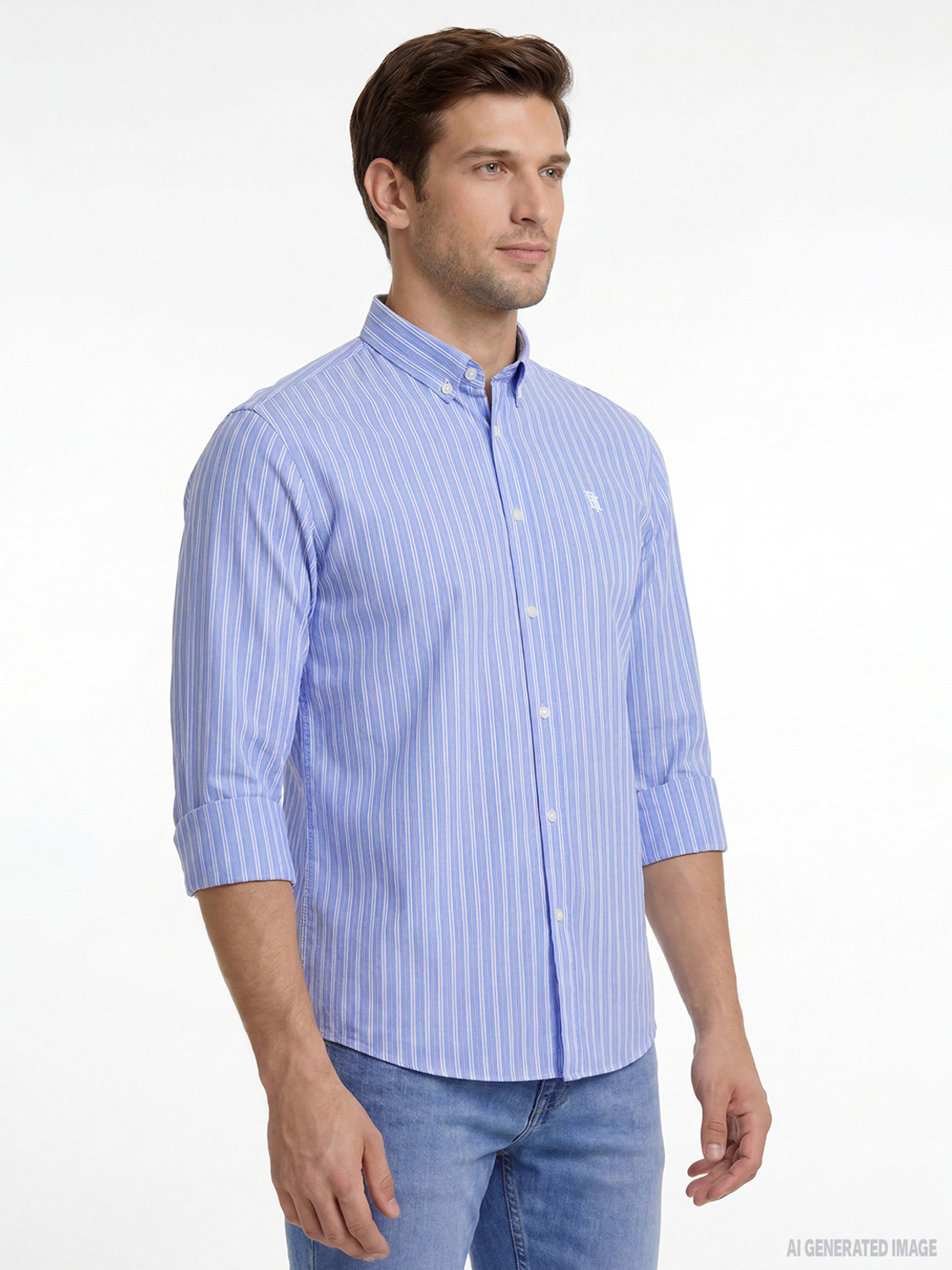 Image of RED TAPE Men Relaxed Fit Striped Button Down Collar Casual Shirt