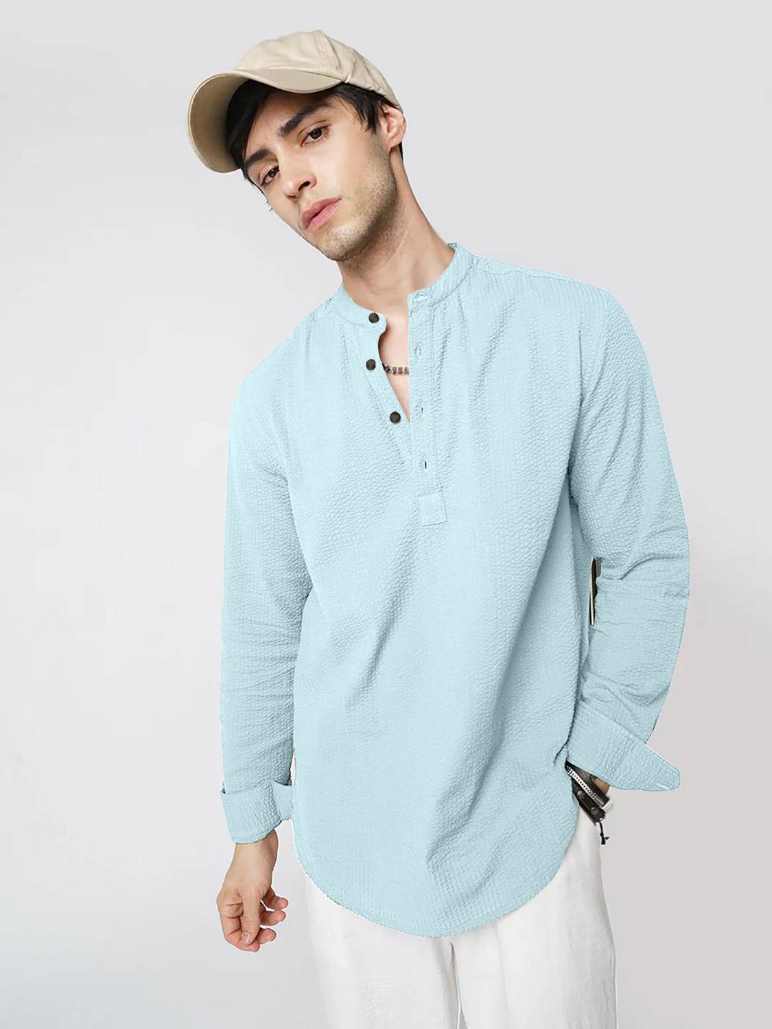 COMBRAIDED Men Light Blue Casual Shirt - Image 2
