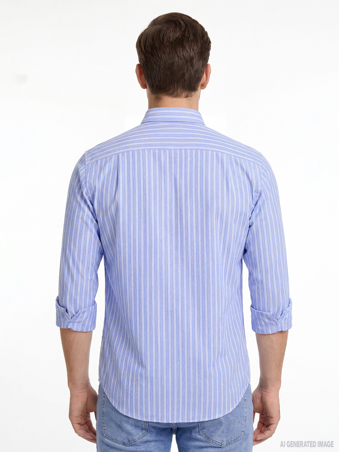Image of RED TAPE Men Relaxed Fit Striped Button Down Collar Casual Shirt