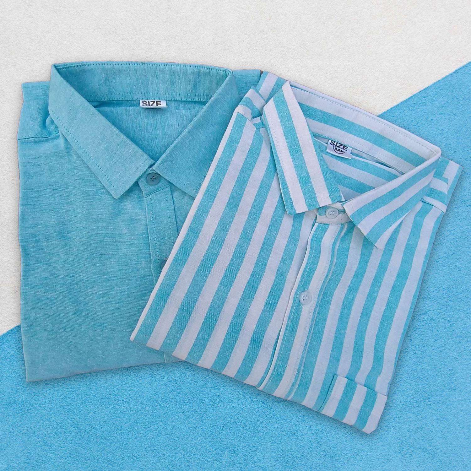 EVERYWEAR Men Striped Formal Blue Shirt - Image 2