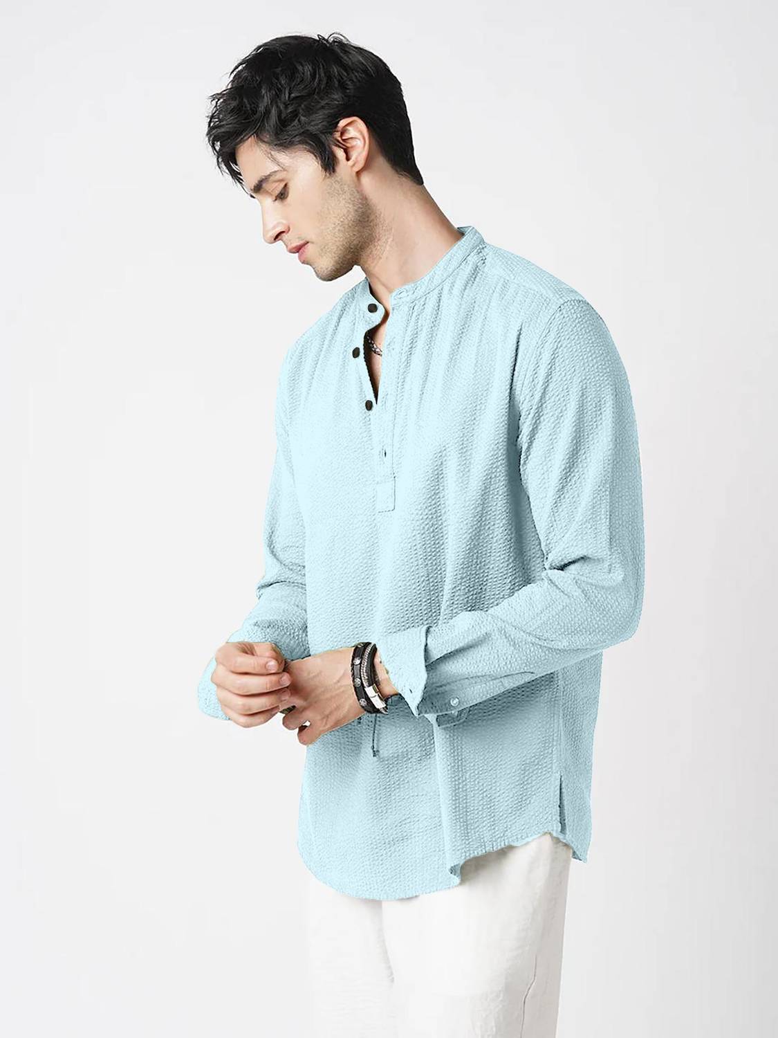 COMBRAIDED Men Light Blue Casual Shirt - Image 3