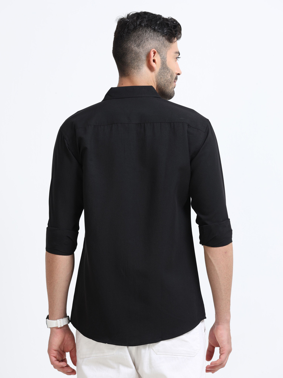 Image of METRONAUT Men Solid Casual Black Shirt