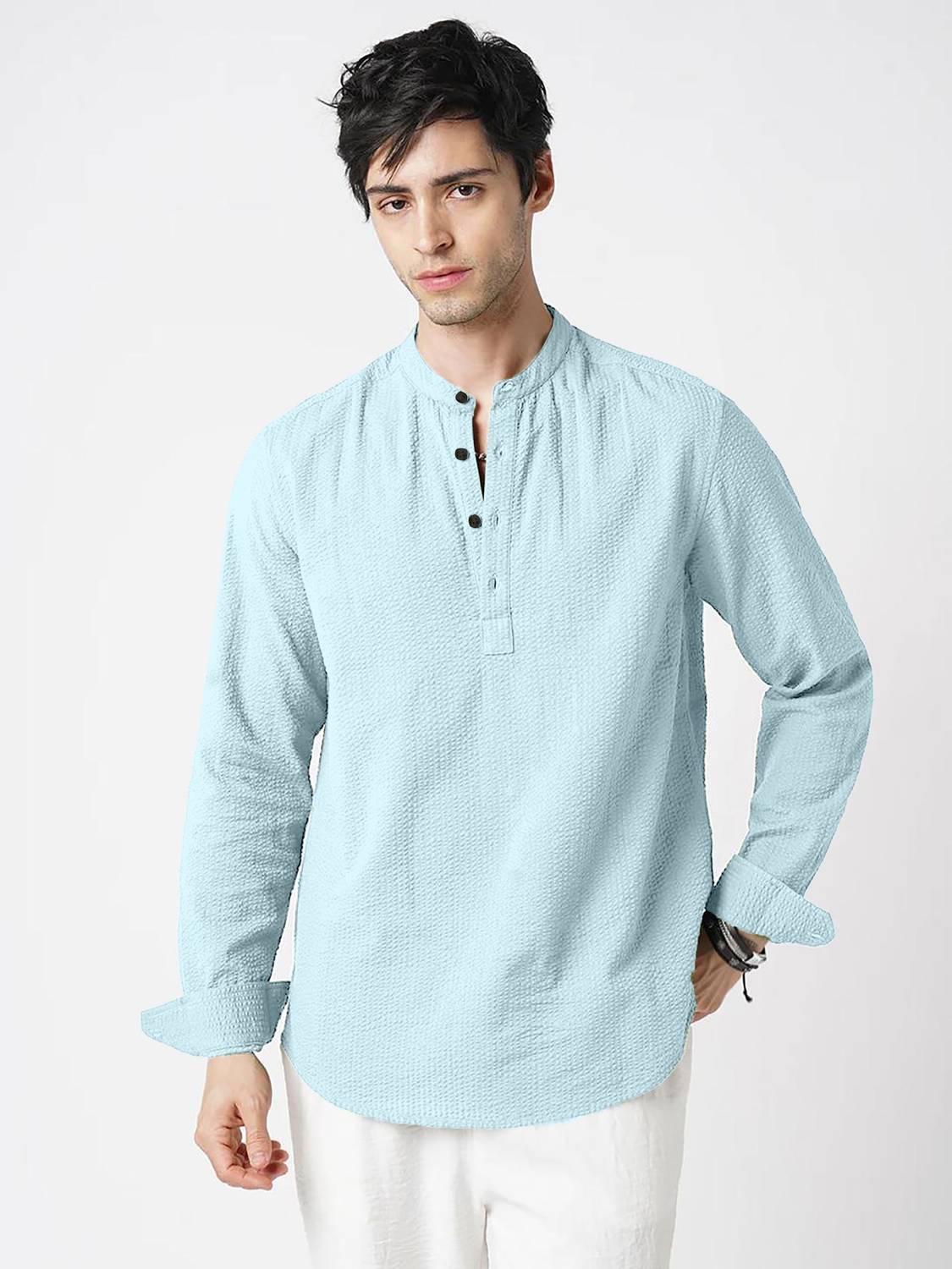 COMBRAIDED Men Light Blue Casual Shirt - Image 1