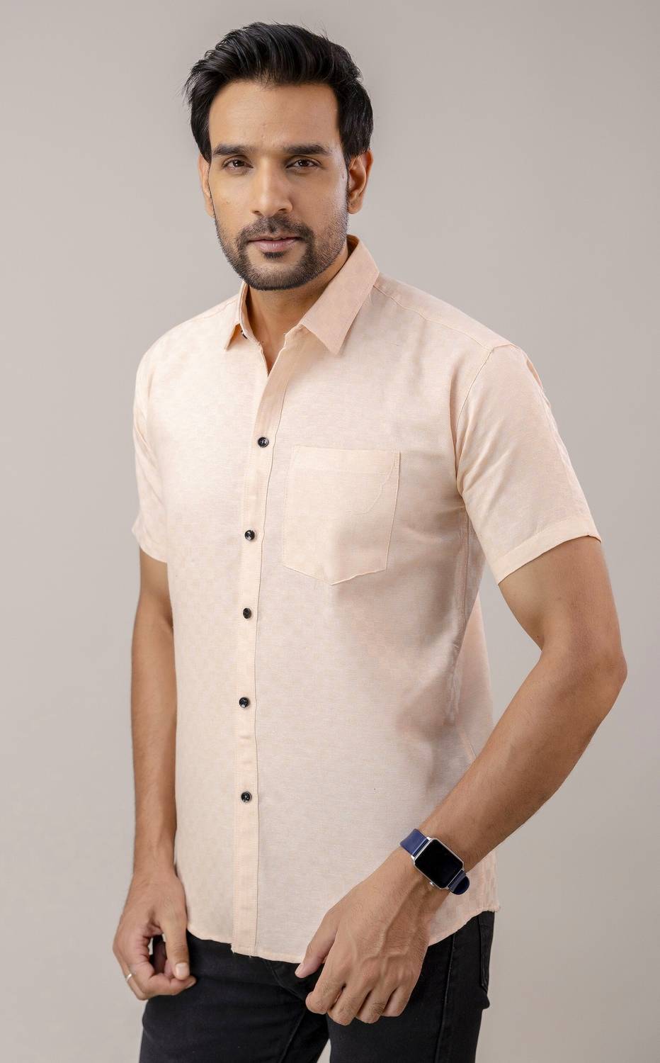 Shozaai Collection Men Checkered Casual Pink Shirt
