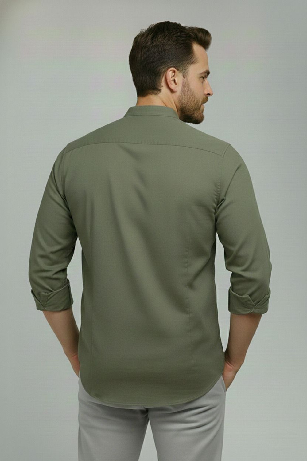 Image of garry richard Men Solid Casual Light Green Shirt