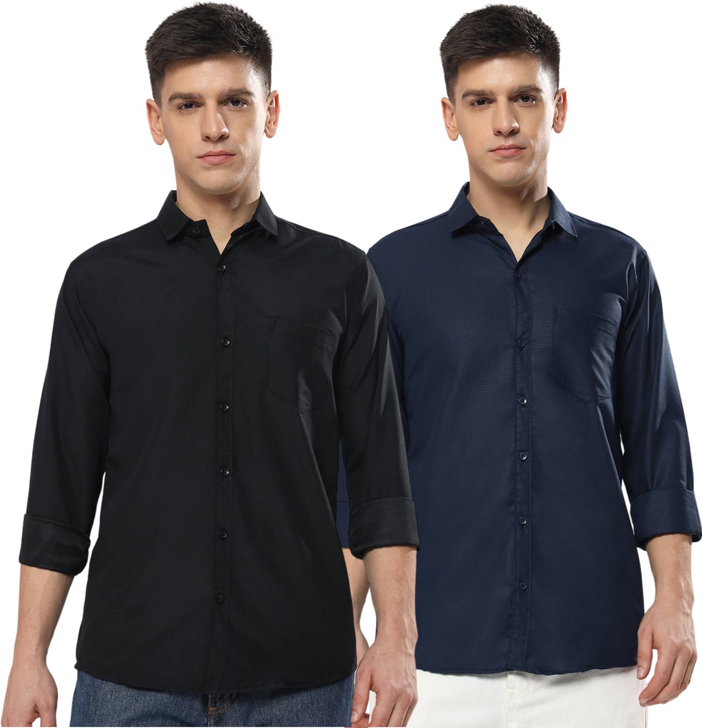 youth first Men Regular Fit Solid Spread Collar Casual Shirt (Pac