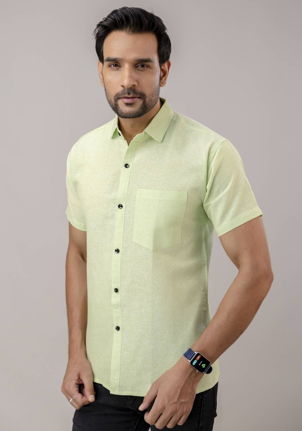 Shozaai Collection Men Solid Casual Green Shirt