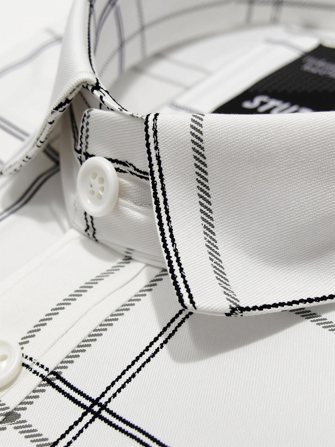 Image of studio-9 Men Checkered Formal White Shirt