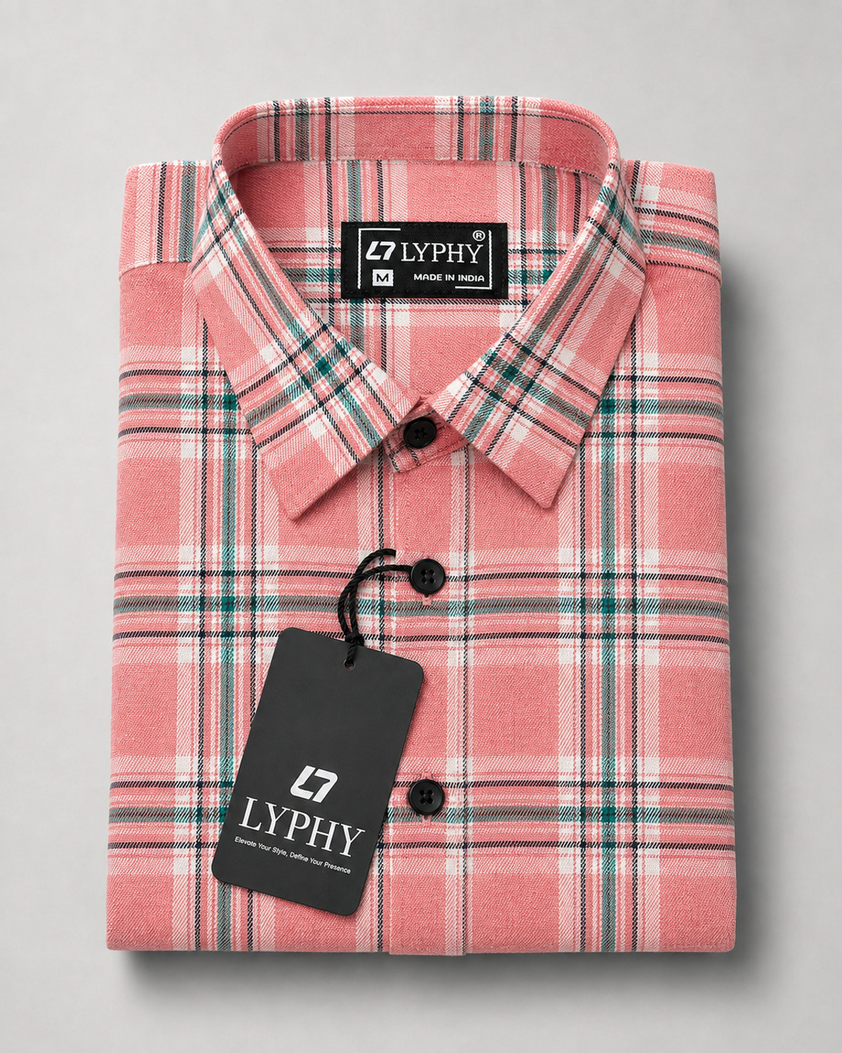 Image of Lyphy Men Checkered Casual Pink, Green Shirt