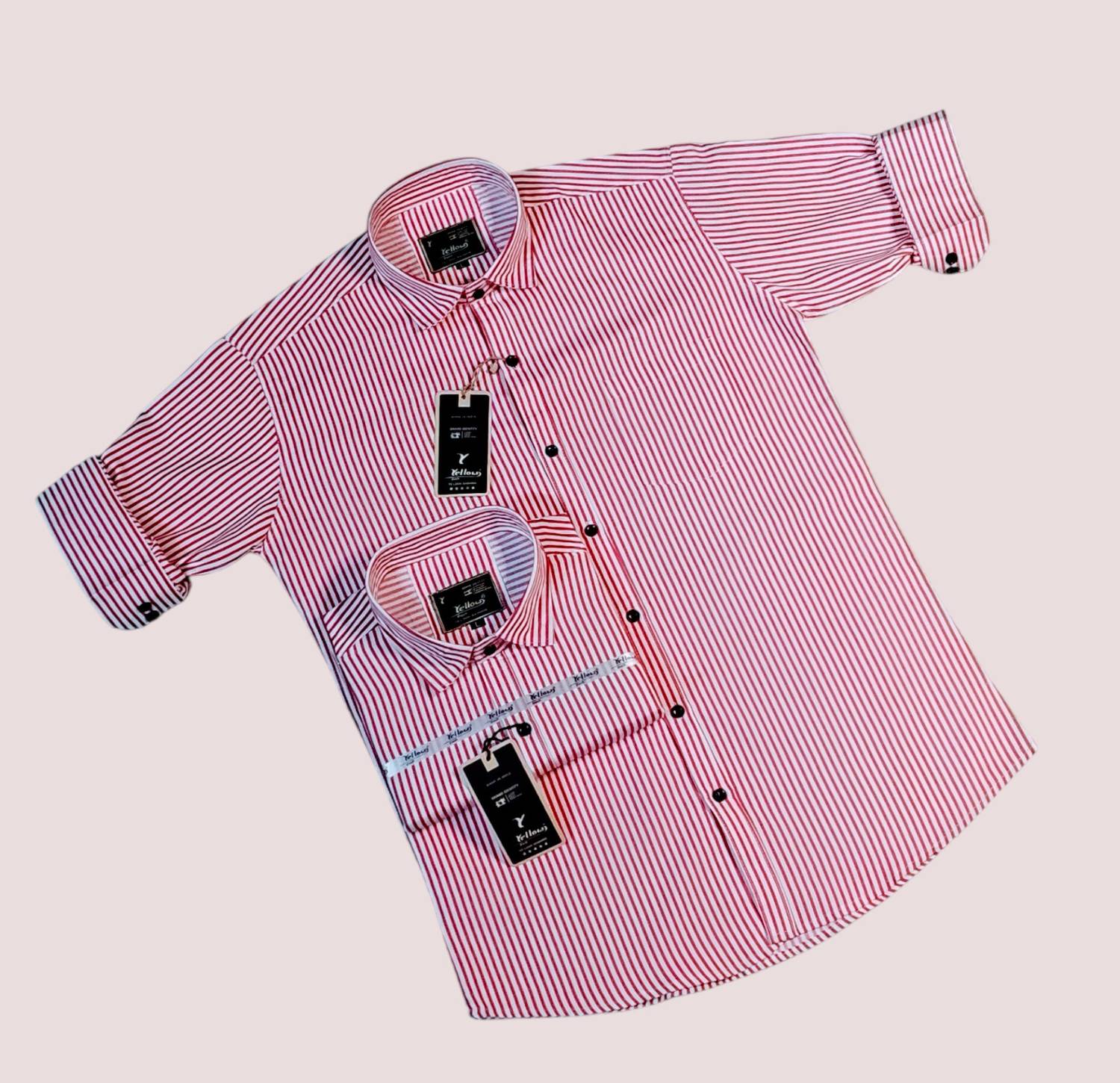 YELLOW DASH Men Striped Casual Pink Shirt - Image 5