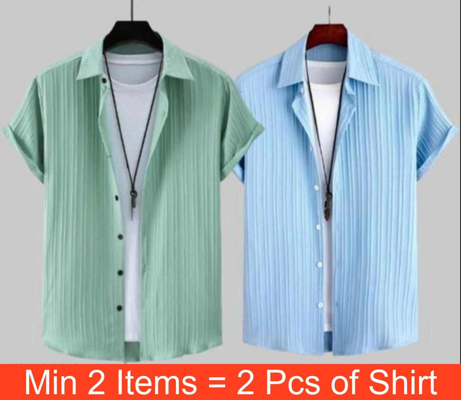 VRLOOKS Men Casual Light Green, Blue Shirt - Image 1
