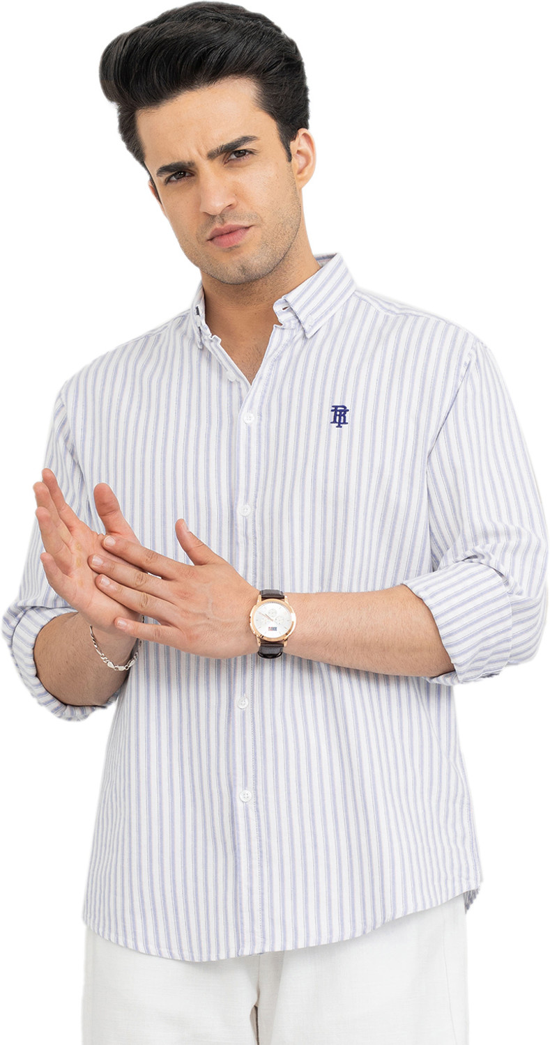Image of RED TAPE Men Striped Casual Blue Shirt