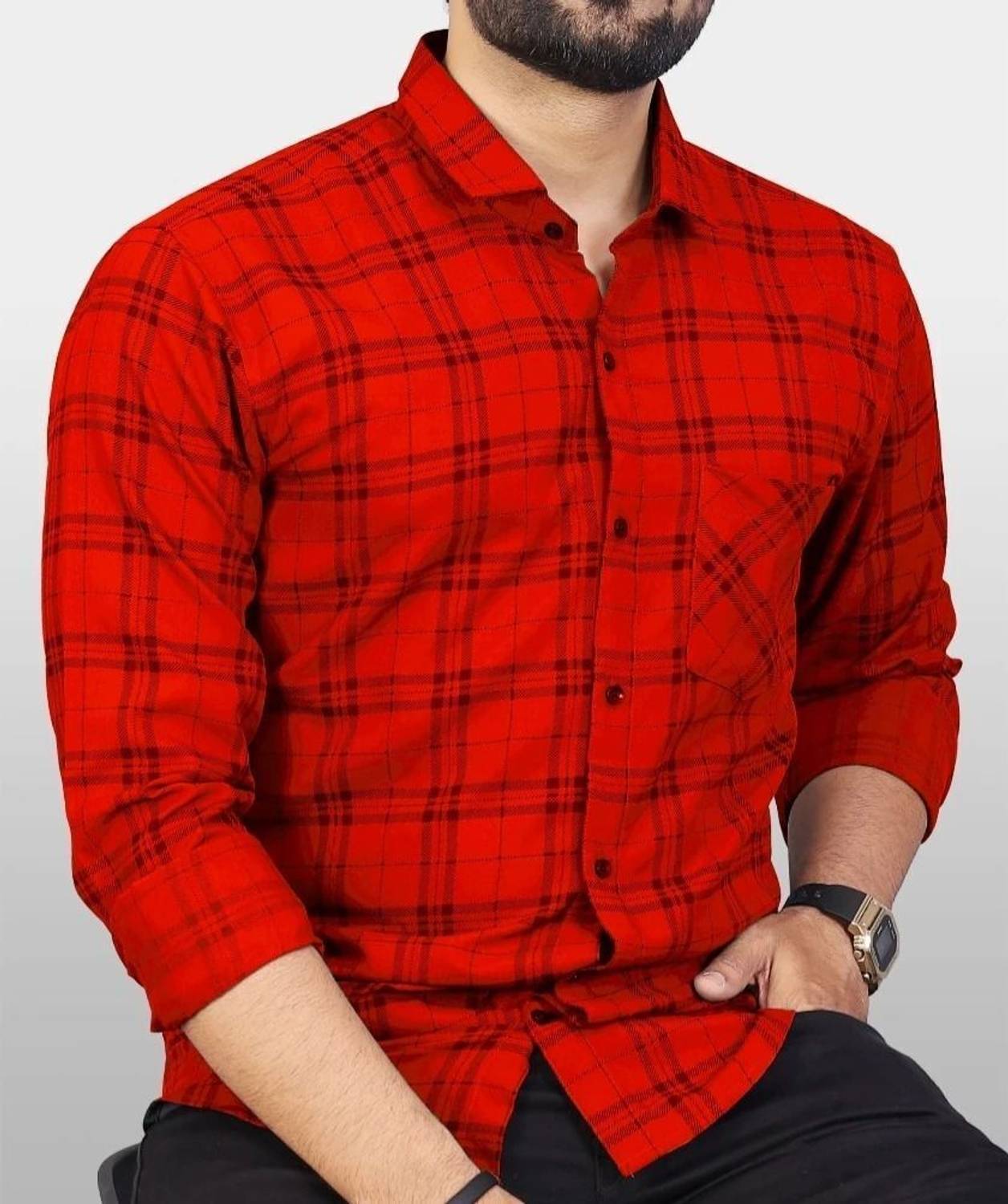 Surhi Men Regular Fit Checkered Spread Collar Casual Shirt
