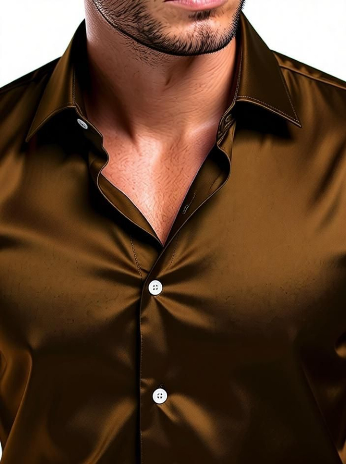 Image of SOLSTICE Men Solid Formal Brown Shirt