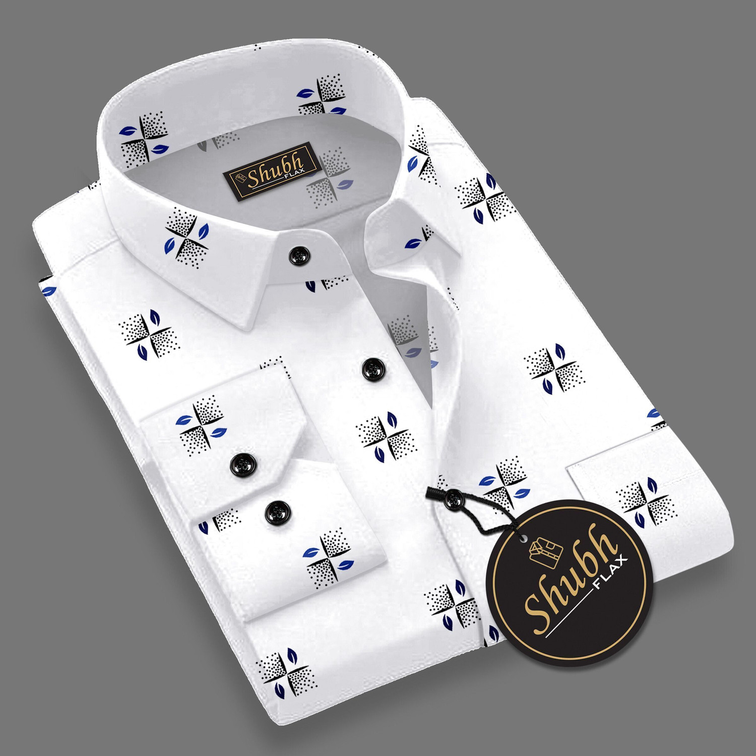Image of SHUBHFLAX Men Printed Casual White Shirt