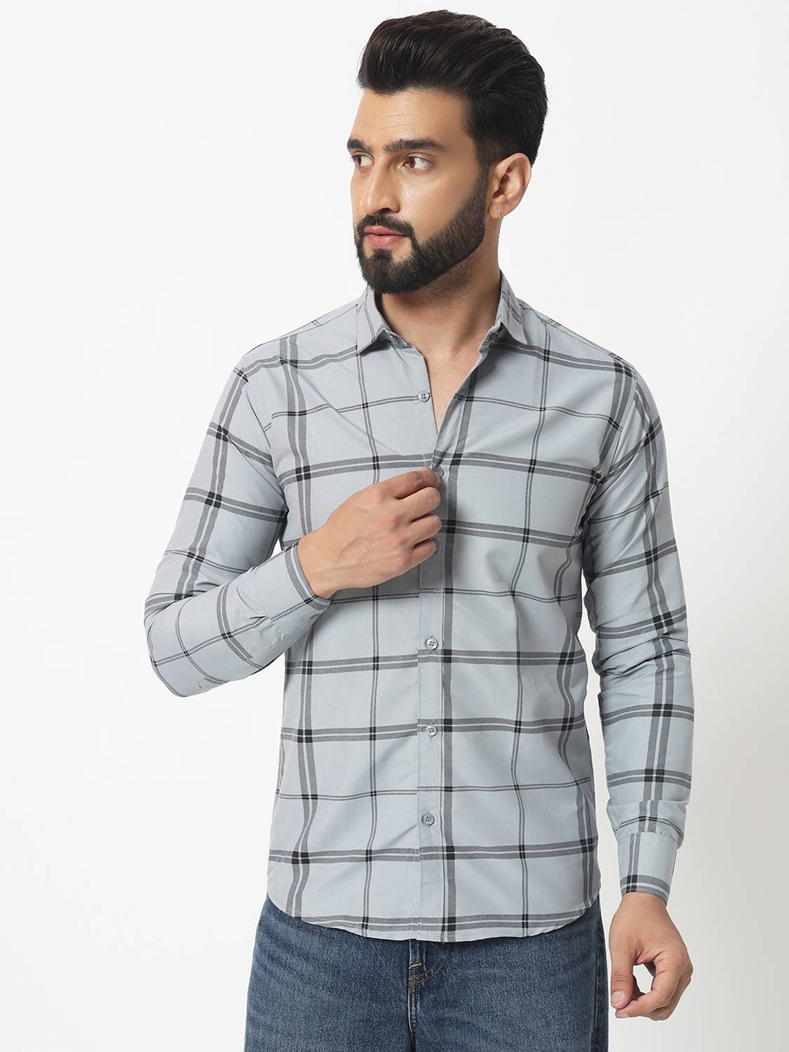 youth first Men Regular Fit Checkered Spread Collar Casual Shirt