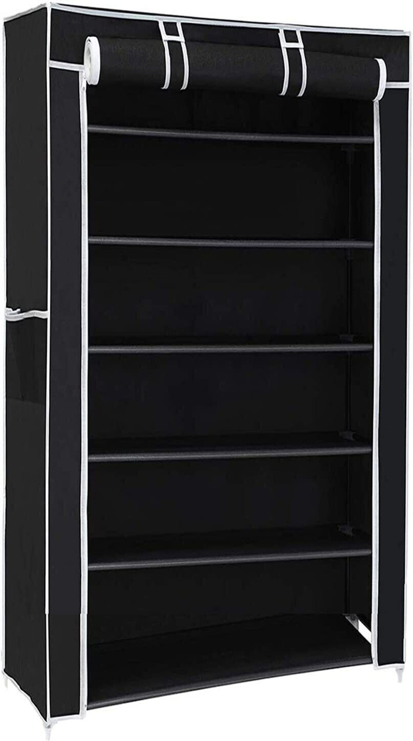 Image of QURACK SHOE RACK COVER BLACK 6 LAYER Metal Shoe Stand