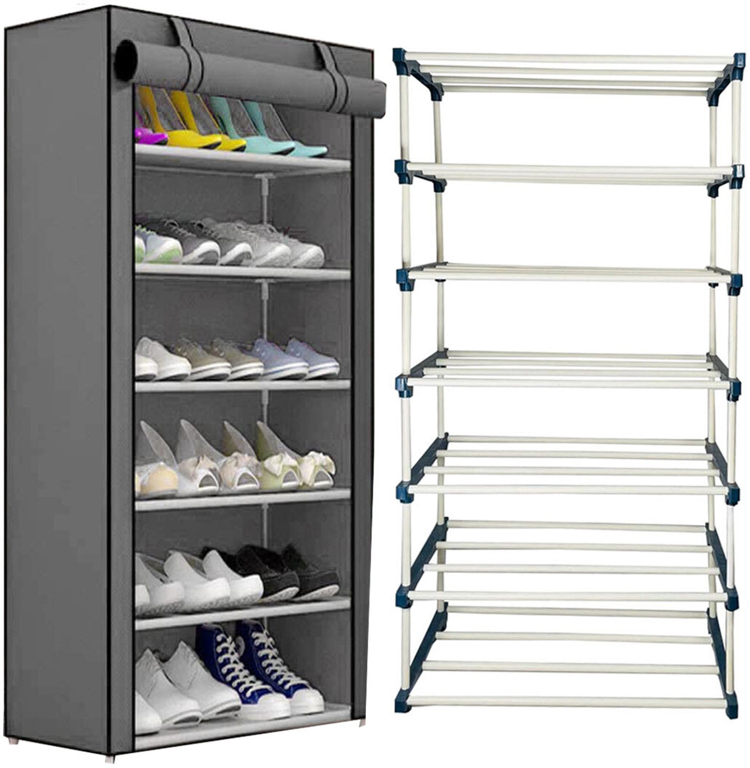 DEMARK Multipurpose shoe rack/Wardrobe PVC Plastic Pipes with cover Plastic Shoe Stand