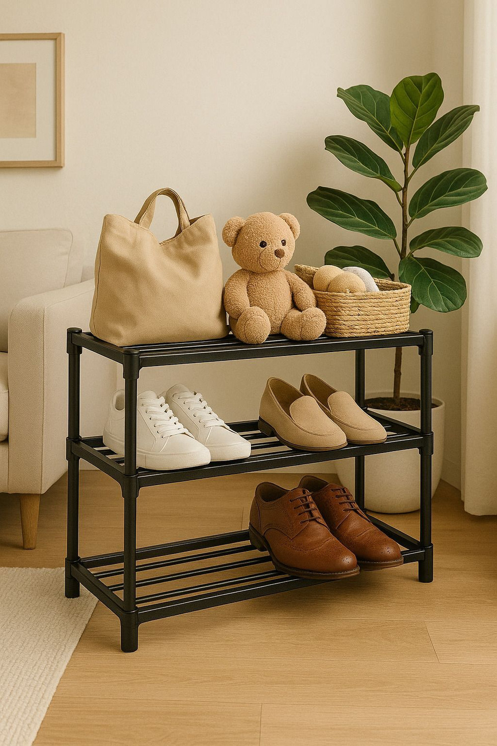 Image of SKEDIZ Multipurpose Shoe, Cloth & Book Storage Stand Plastic Collapsible Shoe Stand