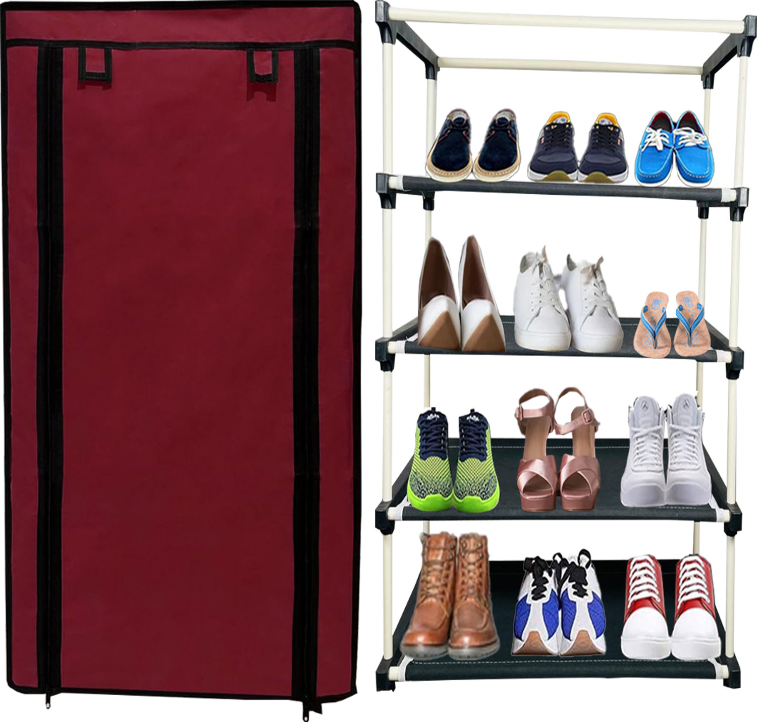 Image of girja Multipurpose 4 Layer book shelf Plastic /Wardrobe Heavy Material PVC Plastic Shoe Stand