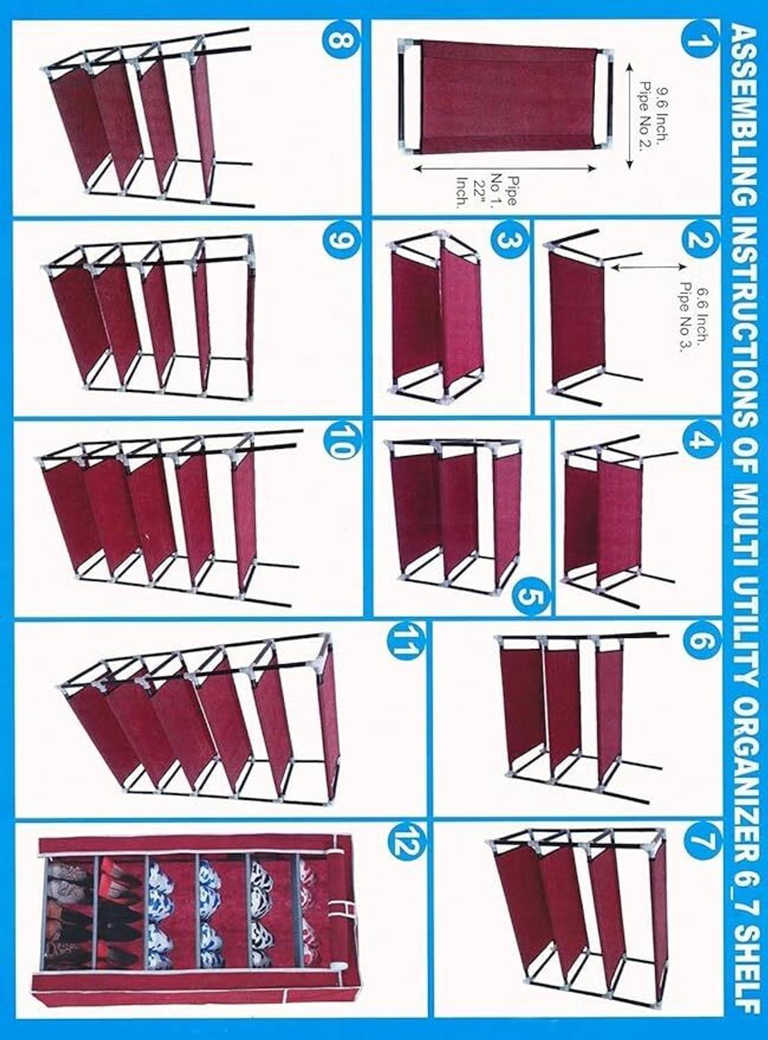 BRANTOX 6 Tier Pink Fabric Shoe Rack - Image 5