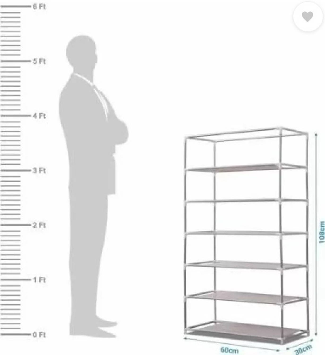 BRANTOX 6 Tier Pink Fabric Shoe Rack - Image 4