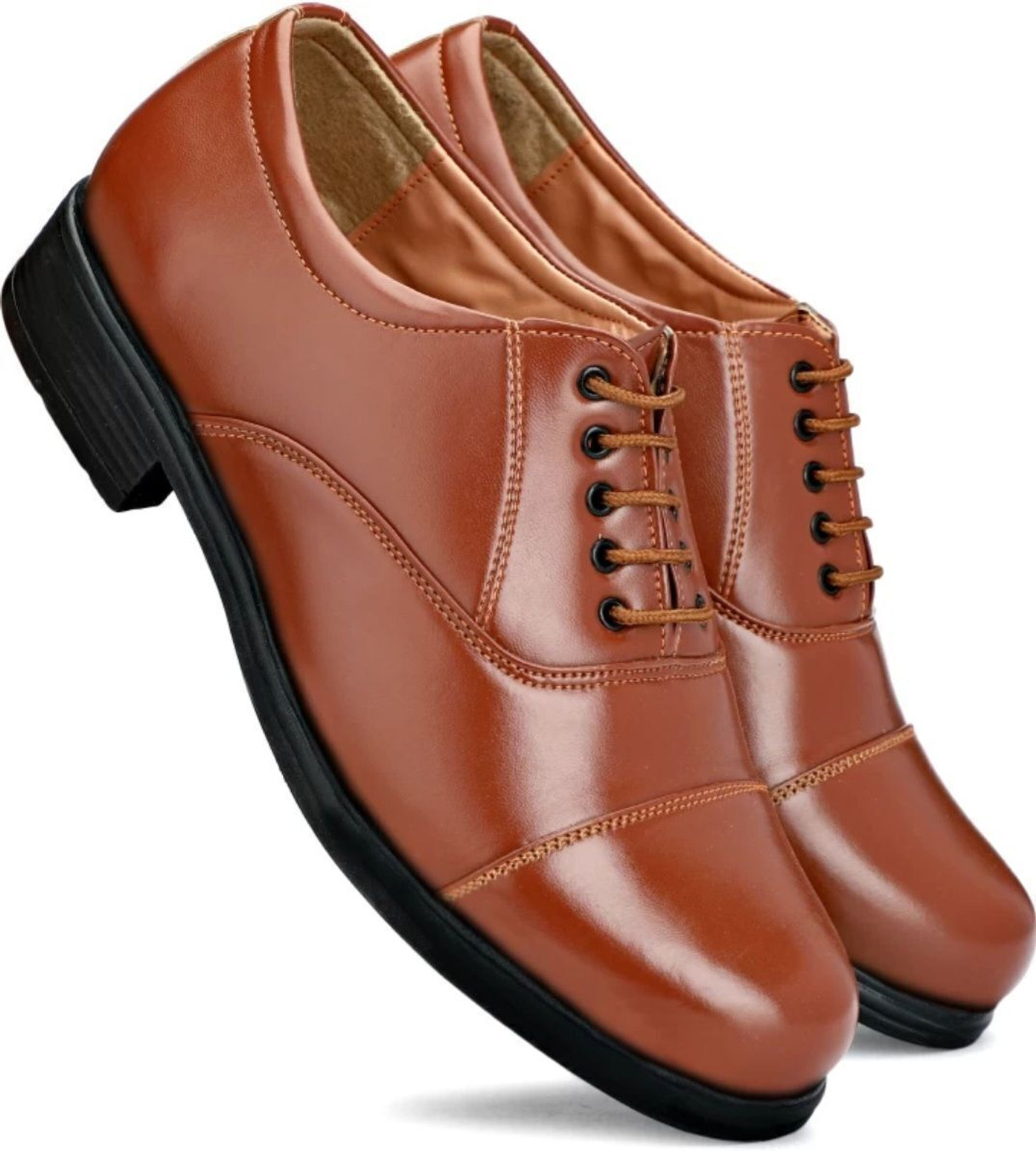 Image of KATENIA Lightweight Faux Leather and Oxford Police Shoes Oxford For Men (Tan, 9)