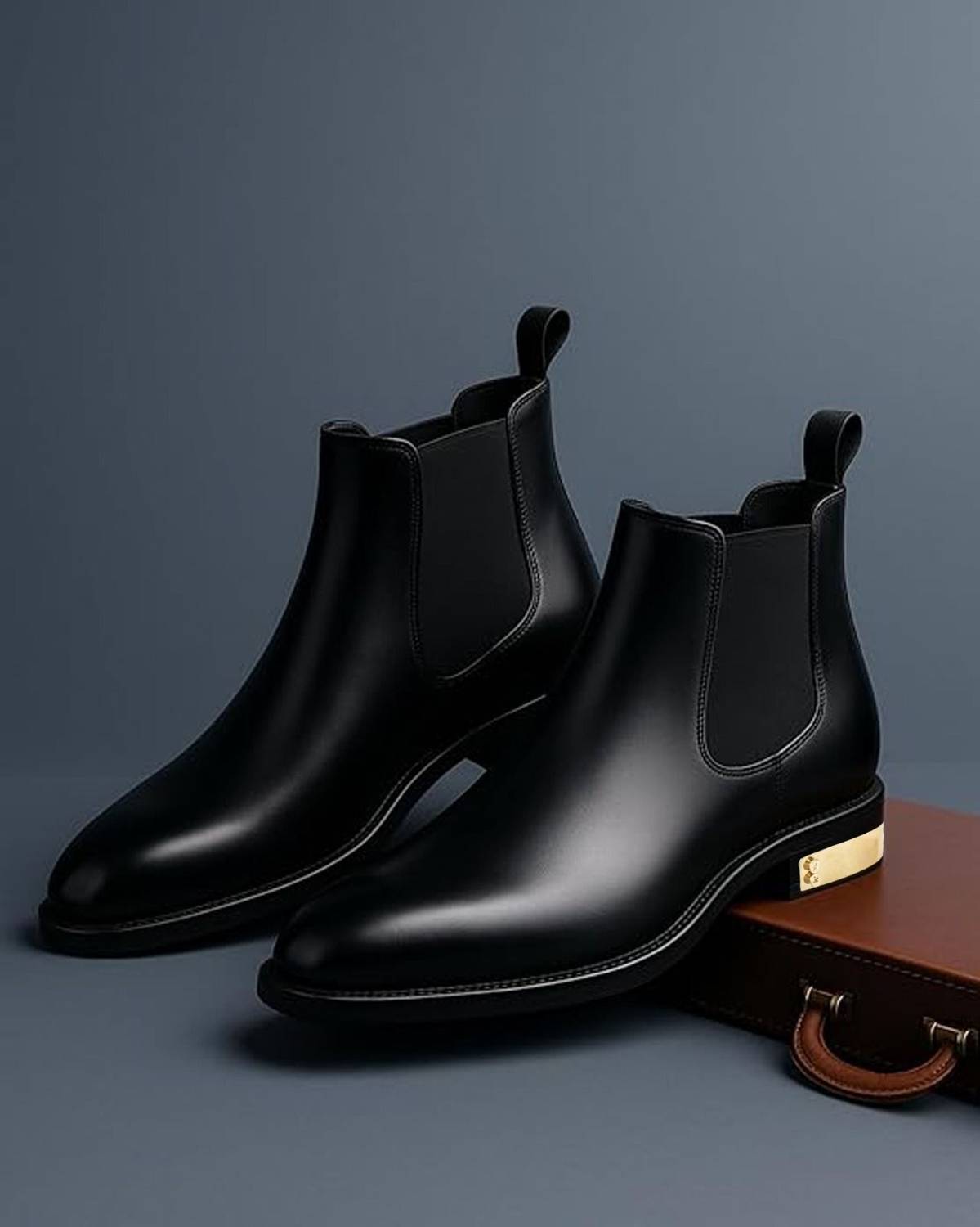 RAVDI Chelsea Boots For Men Black - Image 1