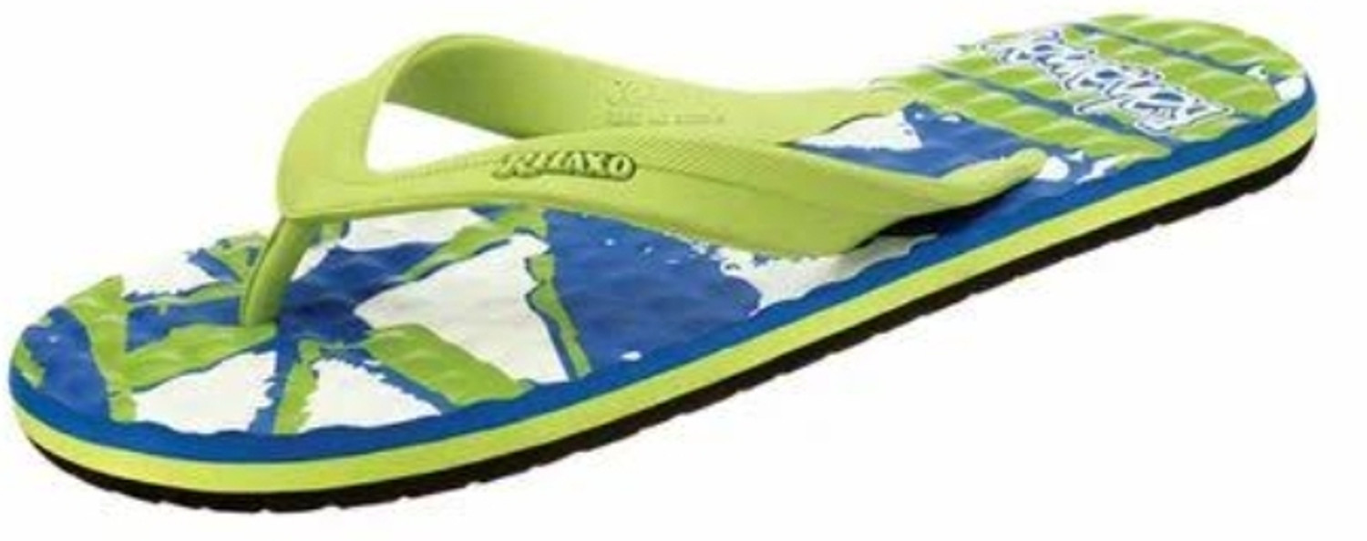 Image of Relaxo Men Flip Flops (Navy, Green, Blue, 7)