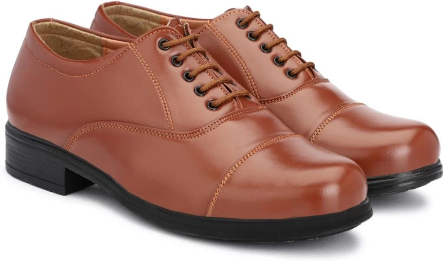 Image of KATENIA Lightweight Faux Leather and Oxford Police Shoes Oxford For Men (Tan, 9)