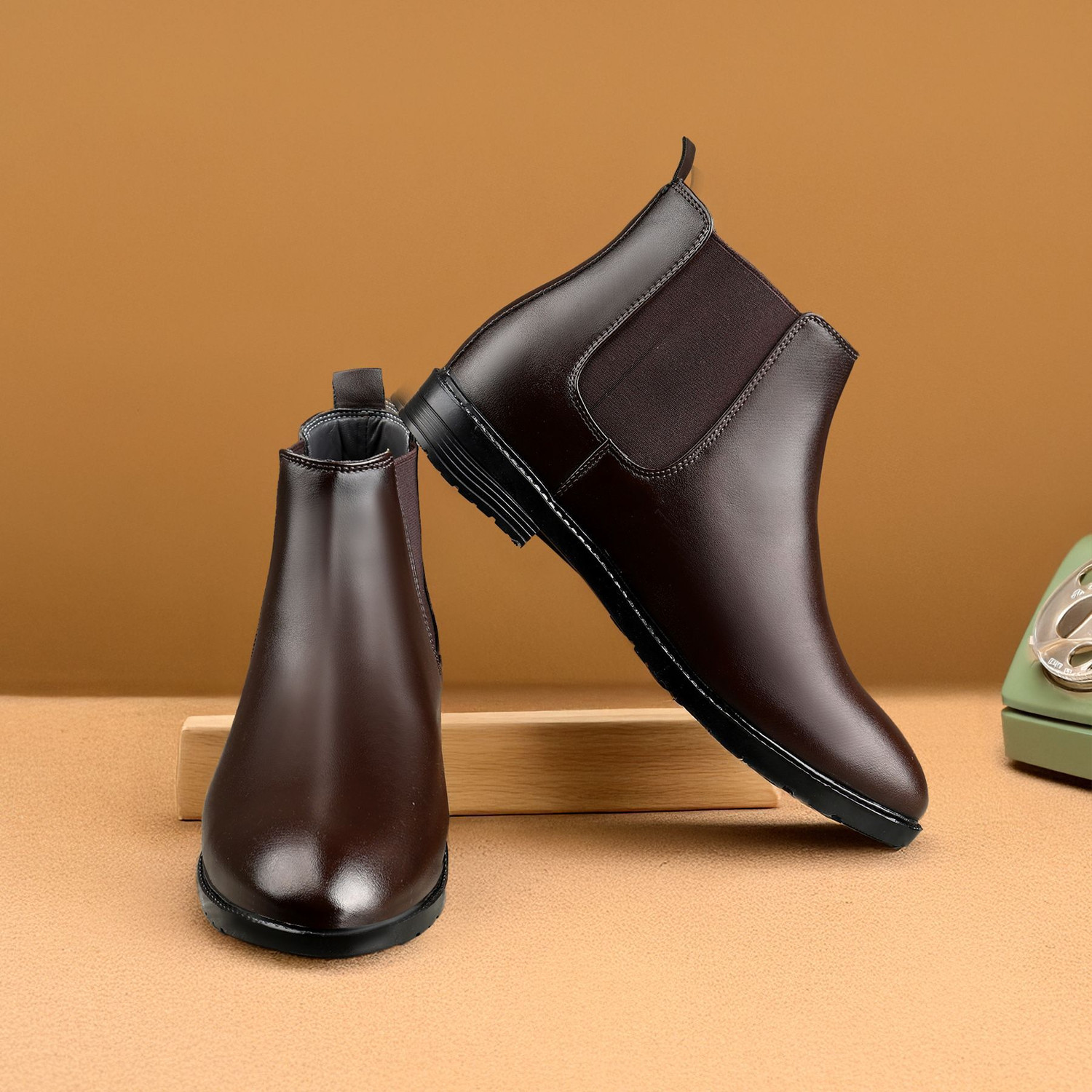 Image of ERIX Synthetic Leather Lightweight Comfortable Trendy Walking Outdoor Slip On Chelsea Boots For Men