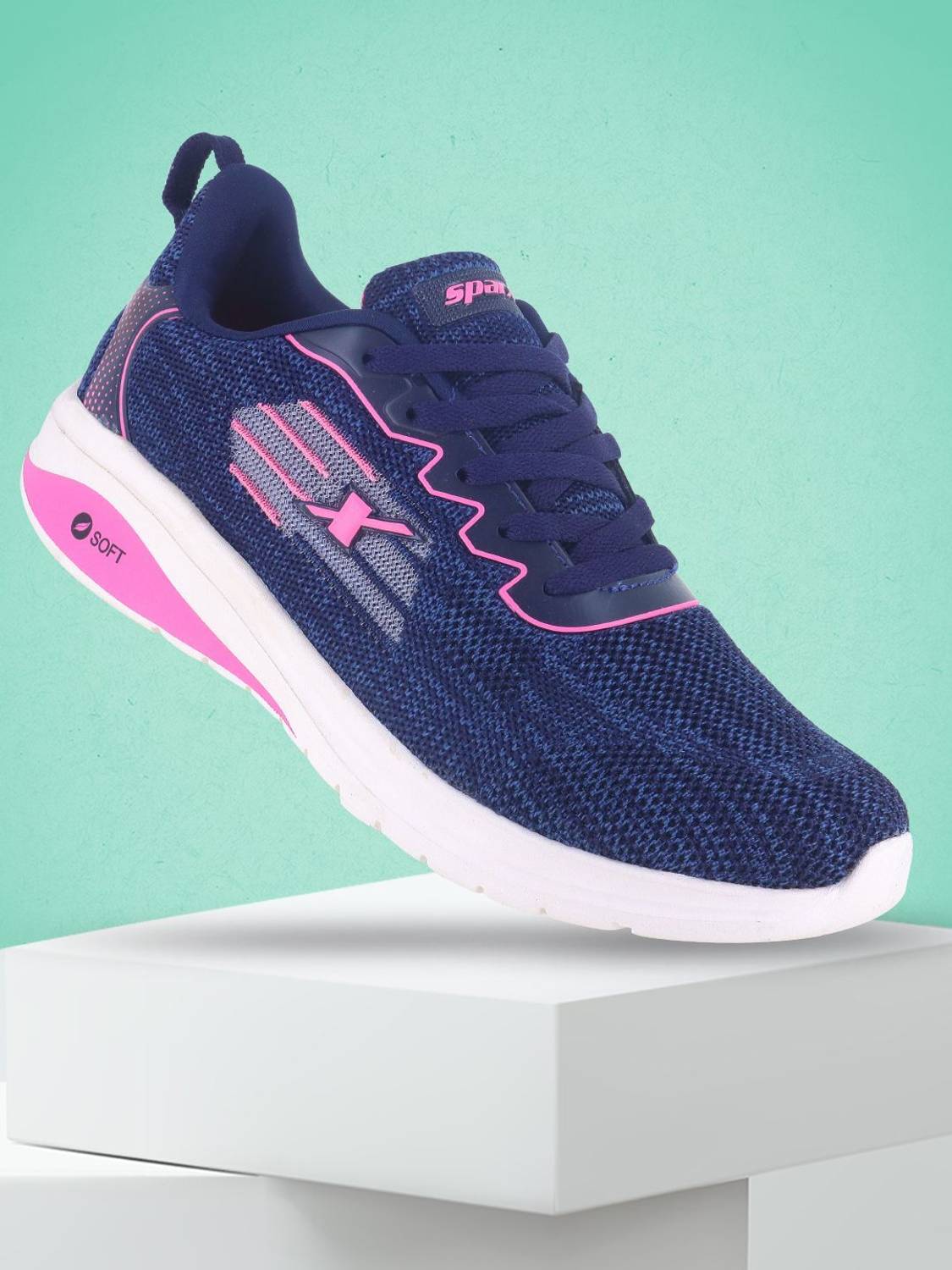 Sparx SL 9045 Running Shoes For Women (Navy, Pink , 4)