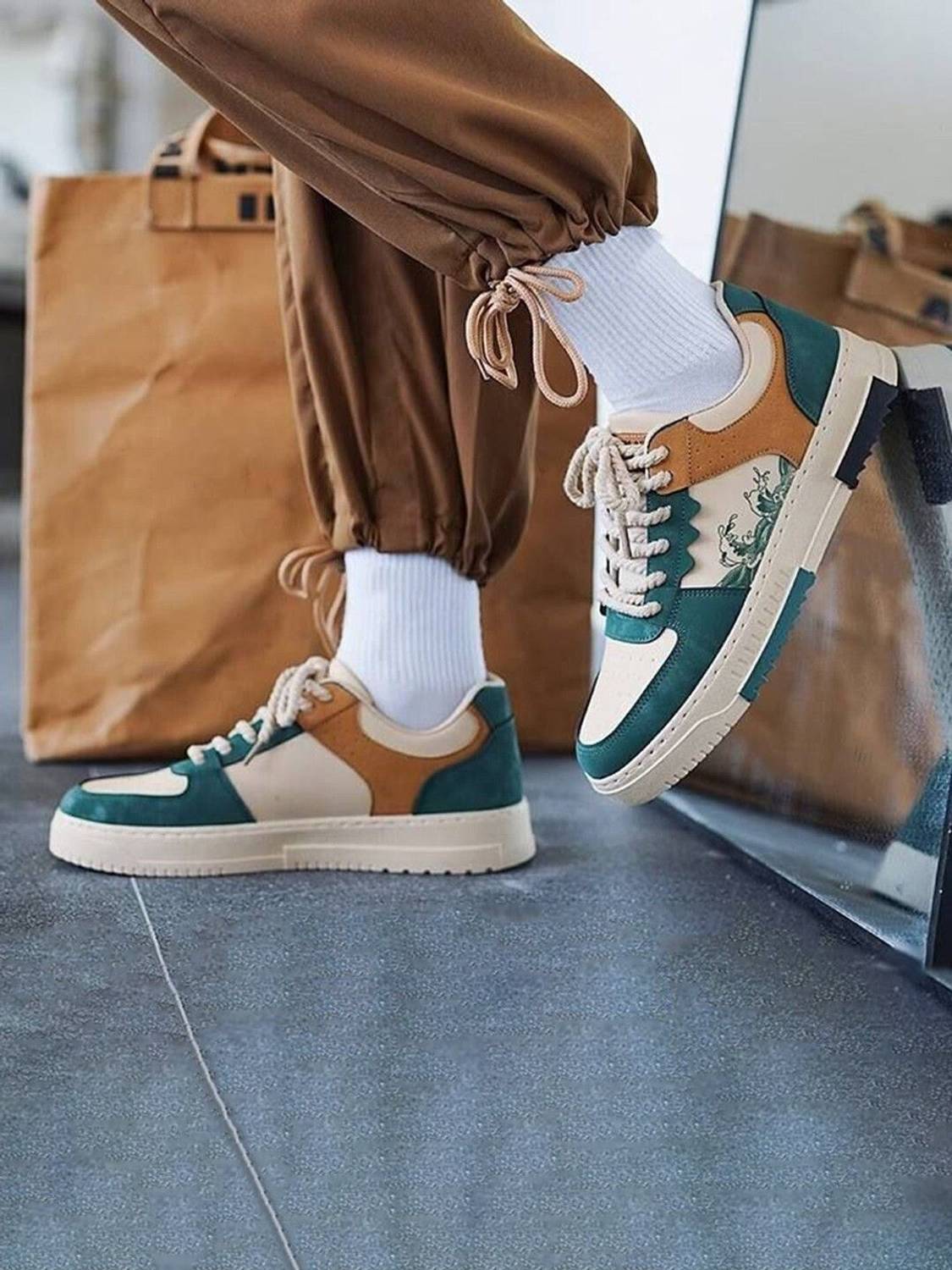 Layasa New Fashion Sneakers For Men Green - Image 4