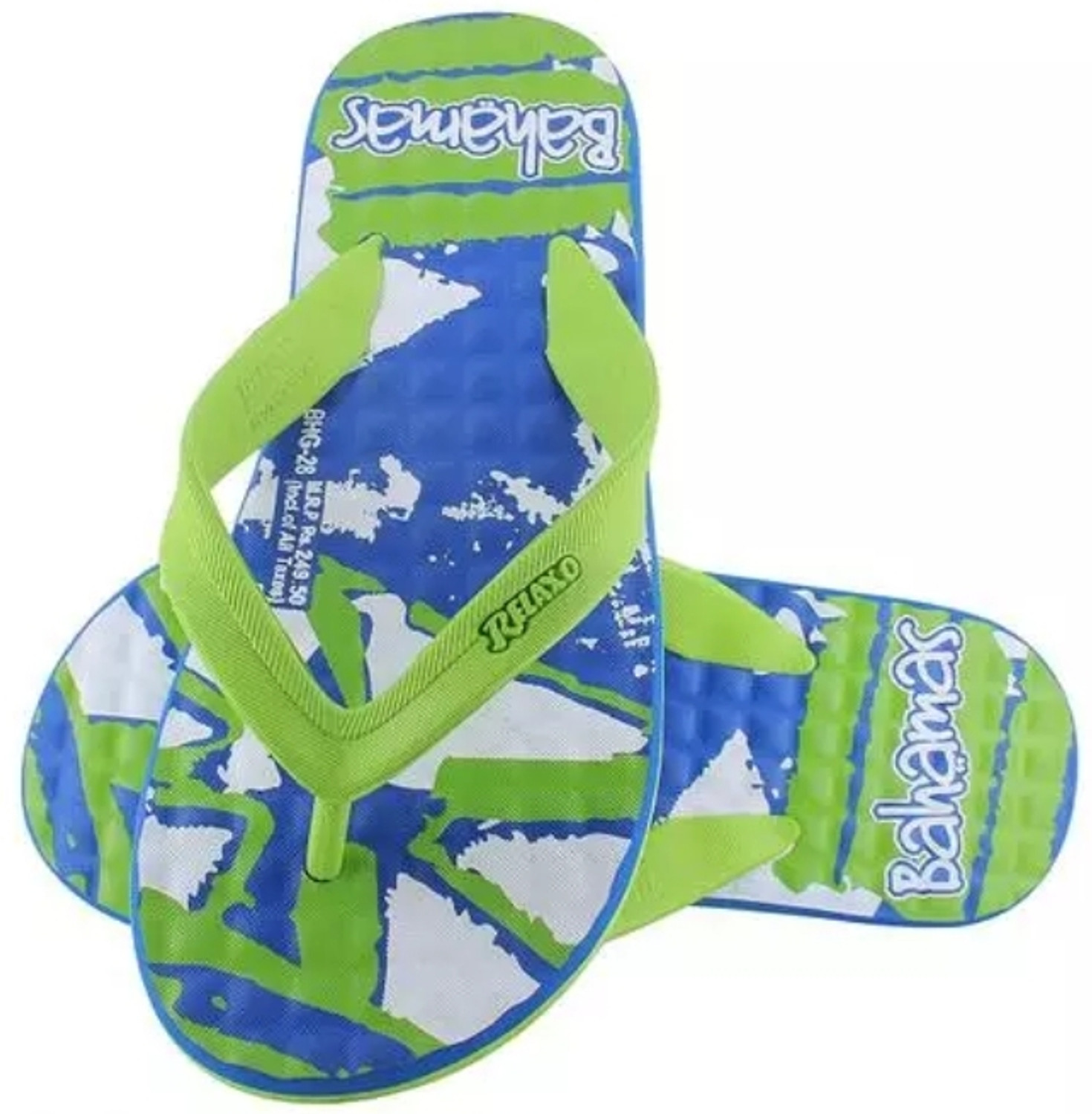 Image of Relaxo Men Flip Flops (Navy, Green, Blue, 7)