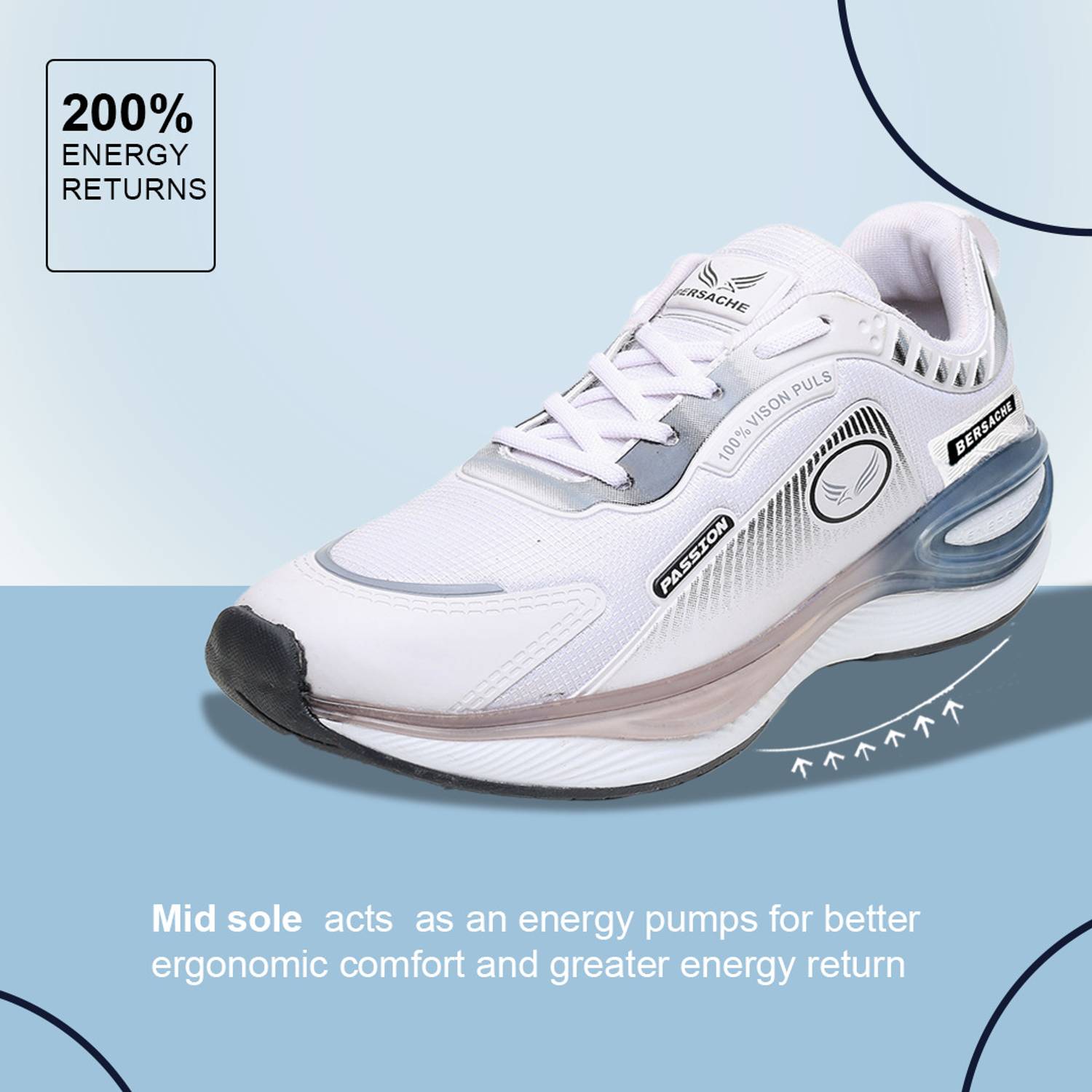 BERSACHE Men's White Casual Shoes - Image 5
