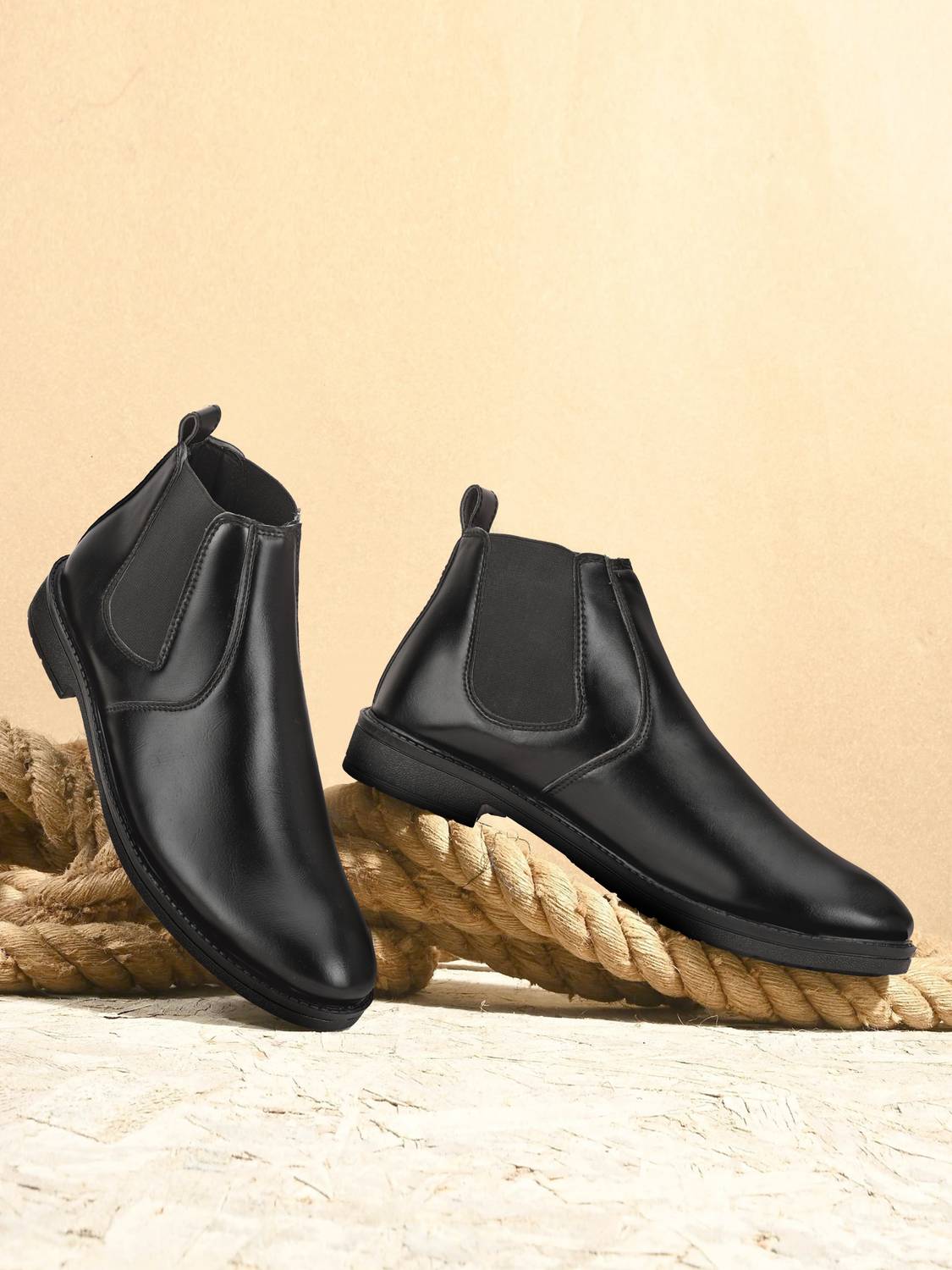 KYZEN Men Chelsea Slip On Synthetic Leather Boots